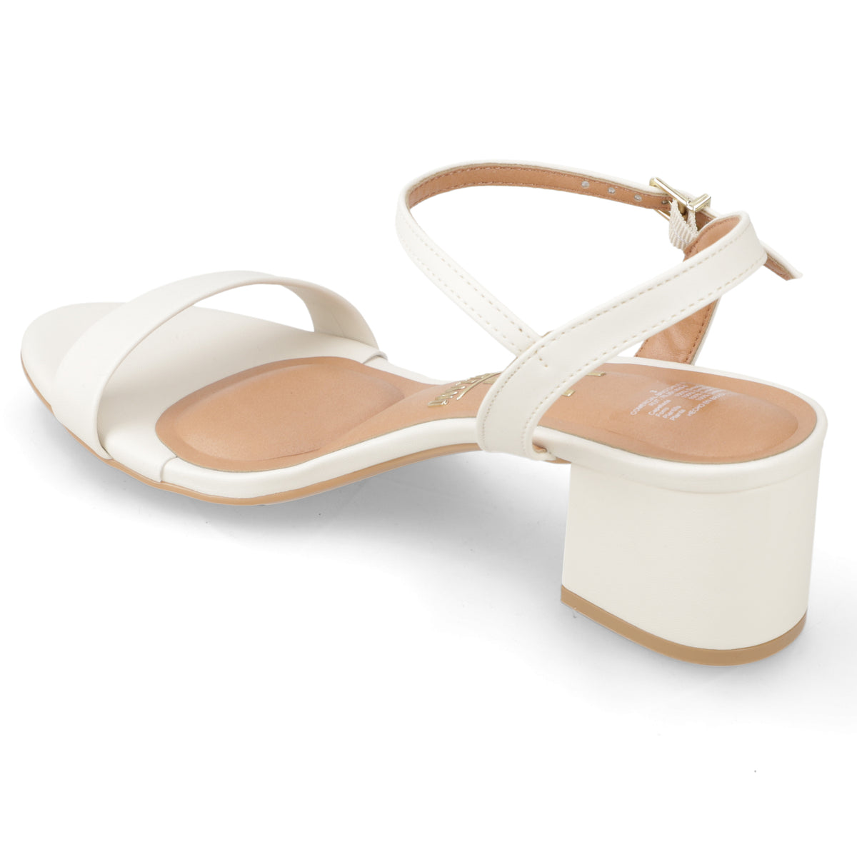 Sandalia Taco Ancho Eco Cuero Blanco 35