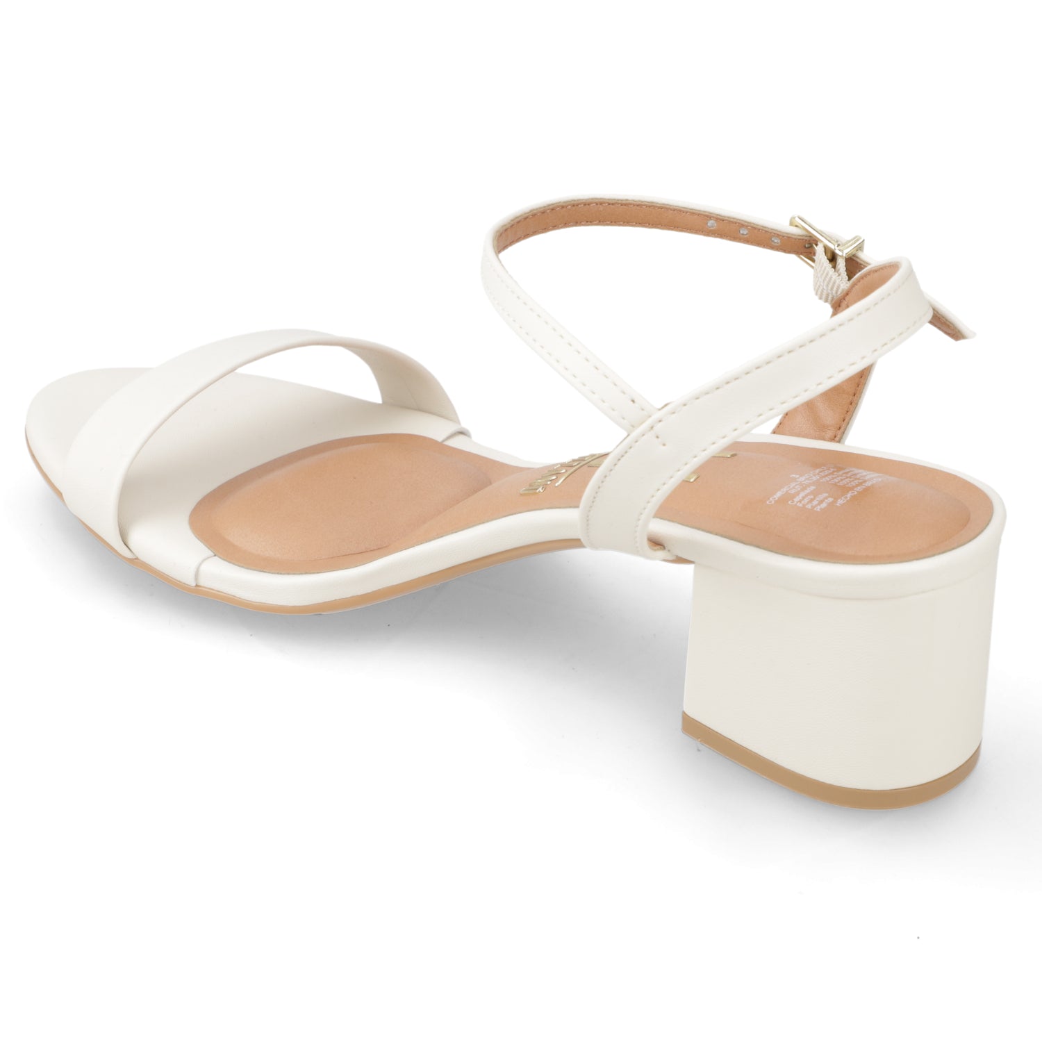 Sandalia Taco Ancho Eco Cuero Blanco 35