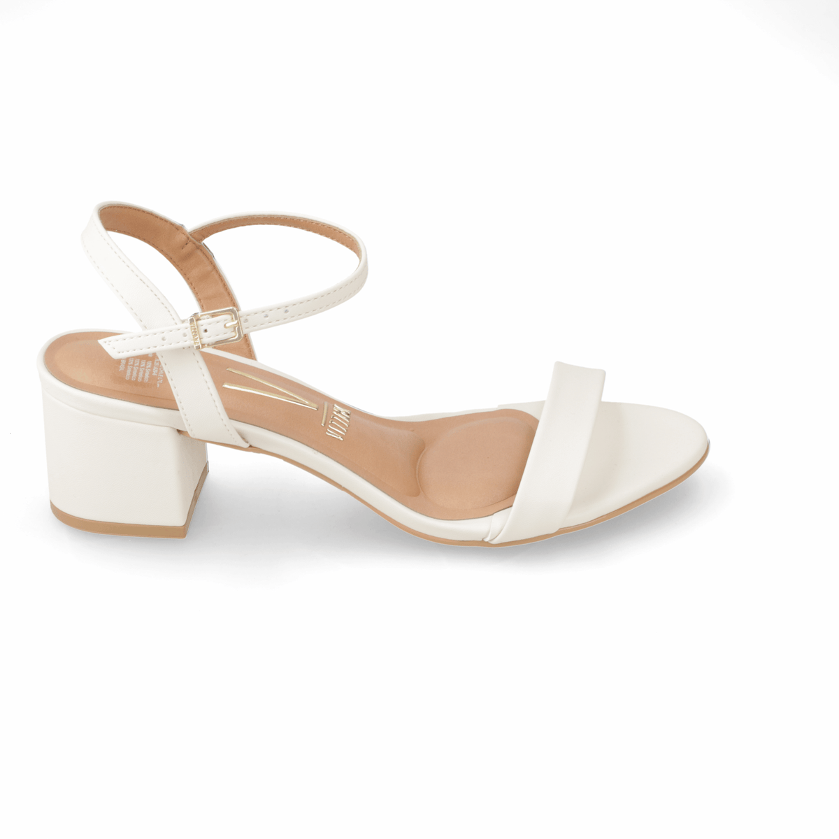 Sandalia Taco Ancho Eco Cuero Blanco 35