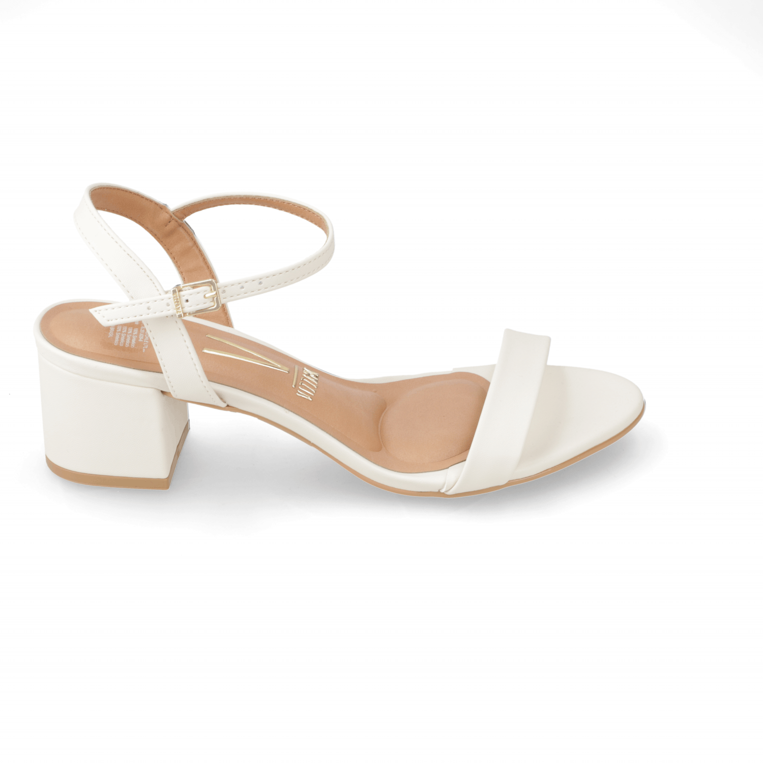 Sandalia Taco Ancho Eco Cuero Blanco 35