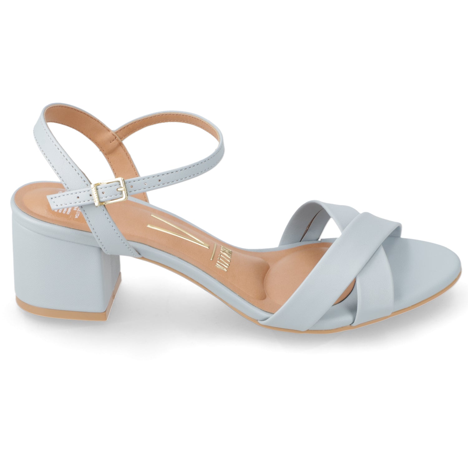 Sandalia Taco Ancho Medio Celeste Vizzano Ecocuero 35 / Celeste