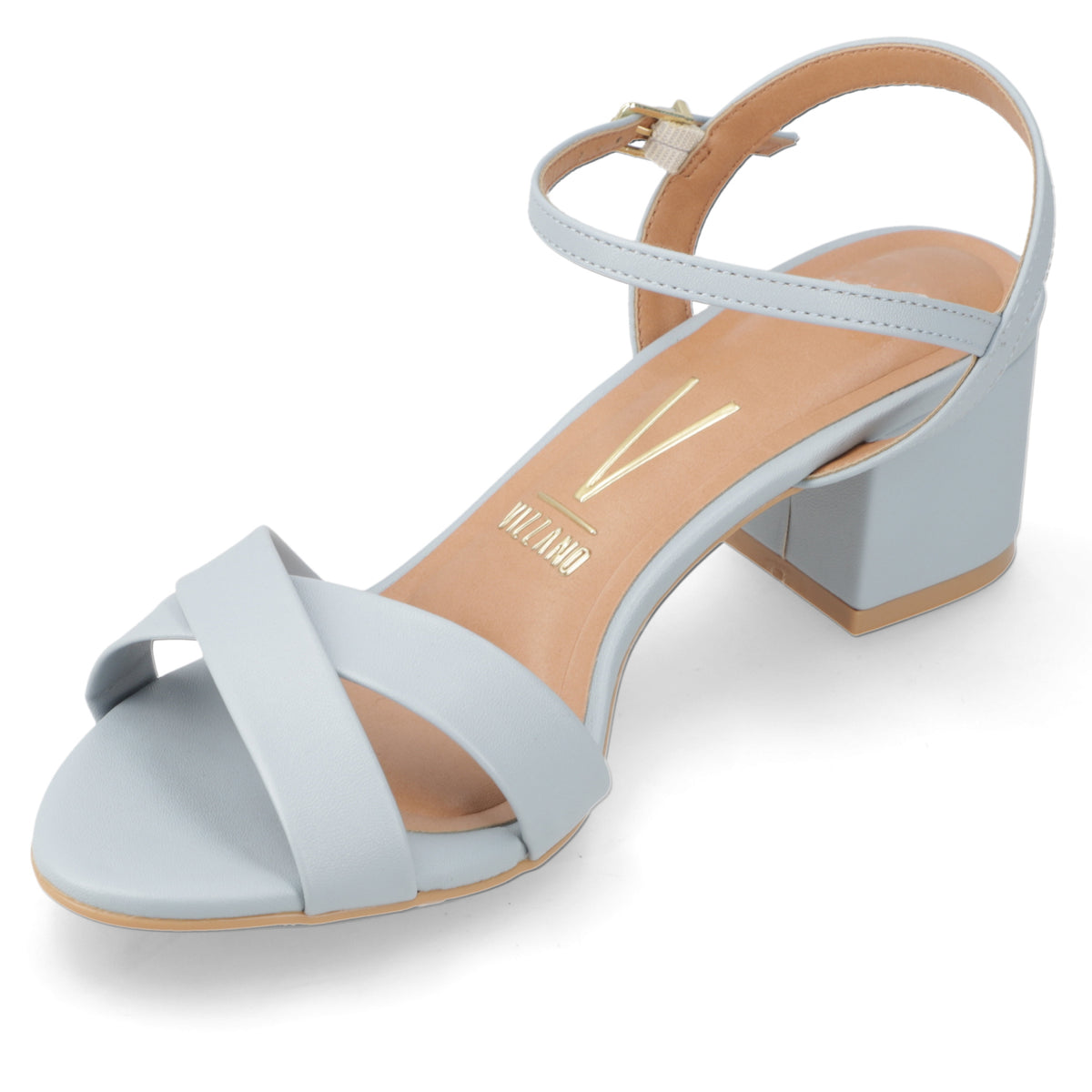 Sandalia Taco Ancho Medio Celeste Vizzano Ecocuero 35 / Celeste