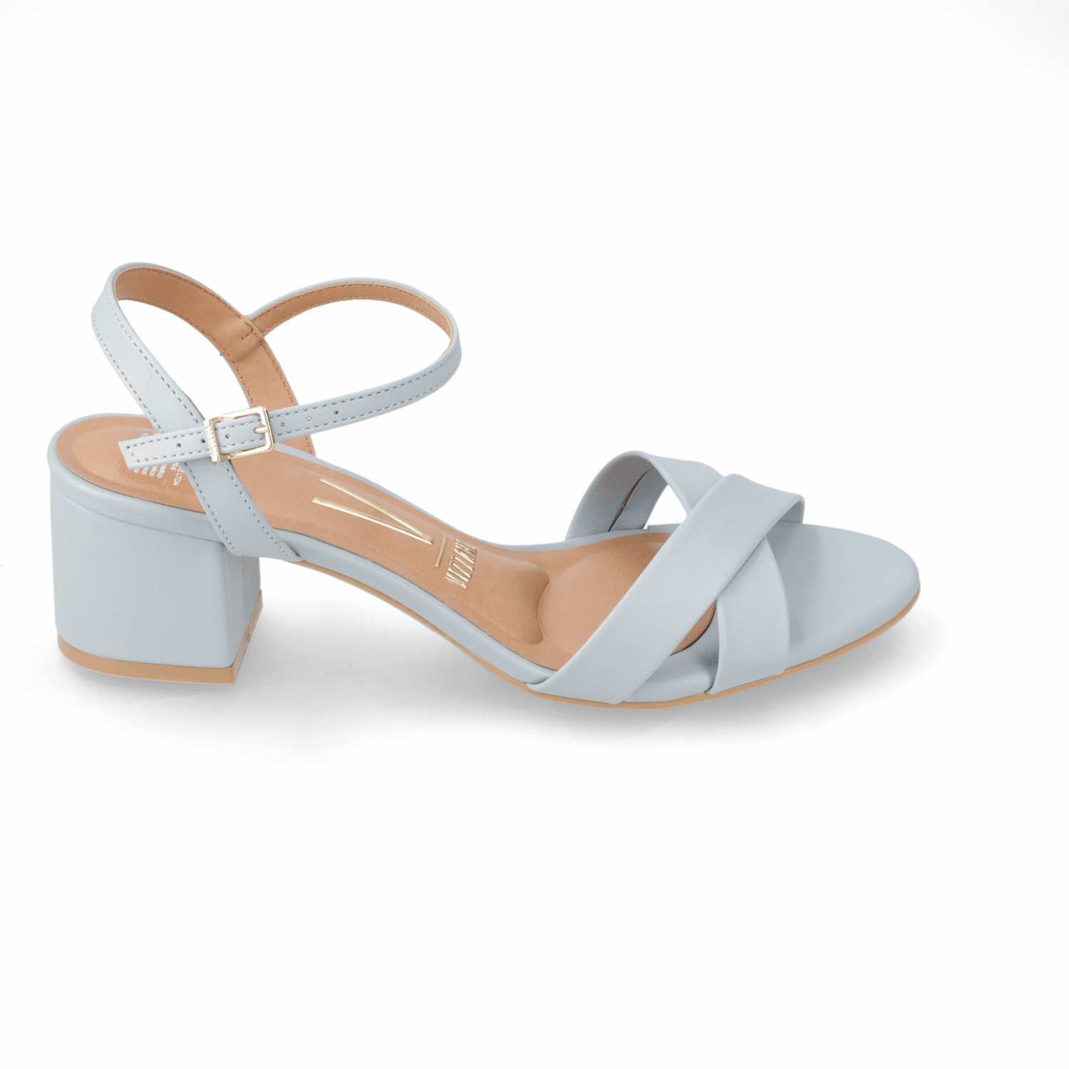 Sandalia Taco Ancho Medio Celeste Vizzano Ecocuero 35 / Celeste