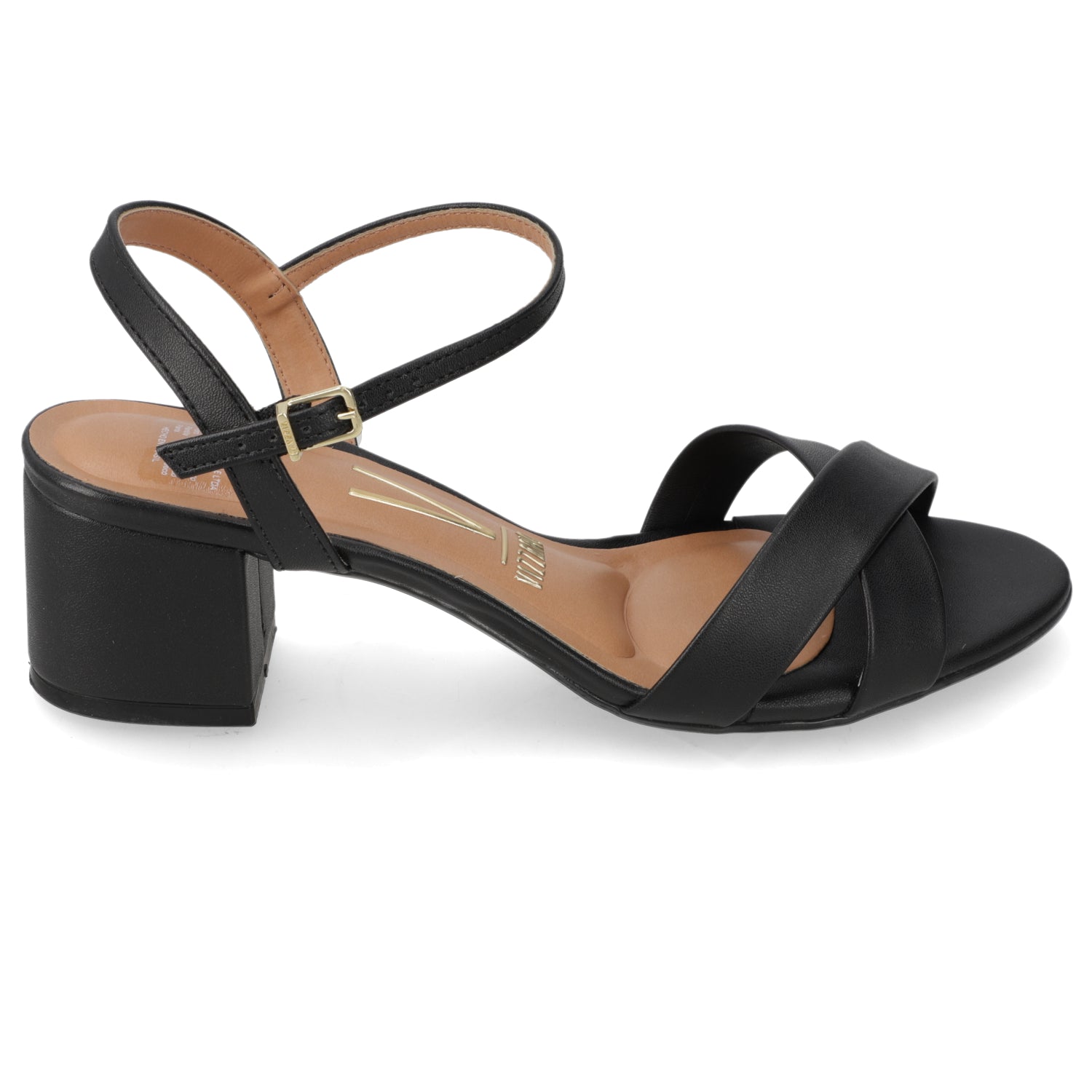 Sandalia Taco Ancho Medio Negro Vizzano Ecocuero 35 / Negro