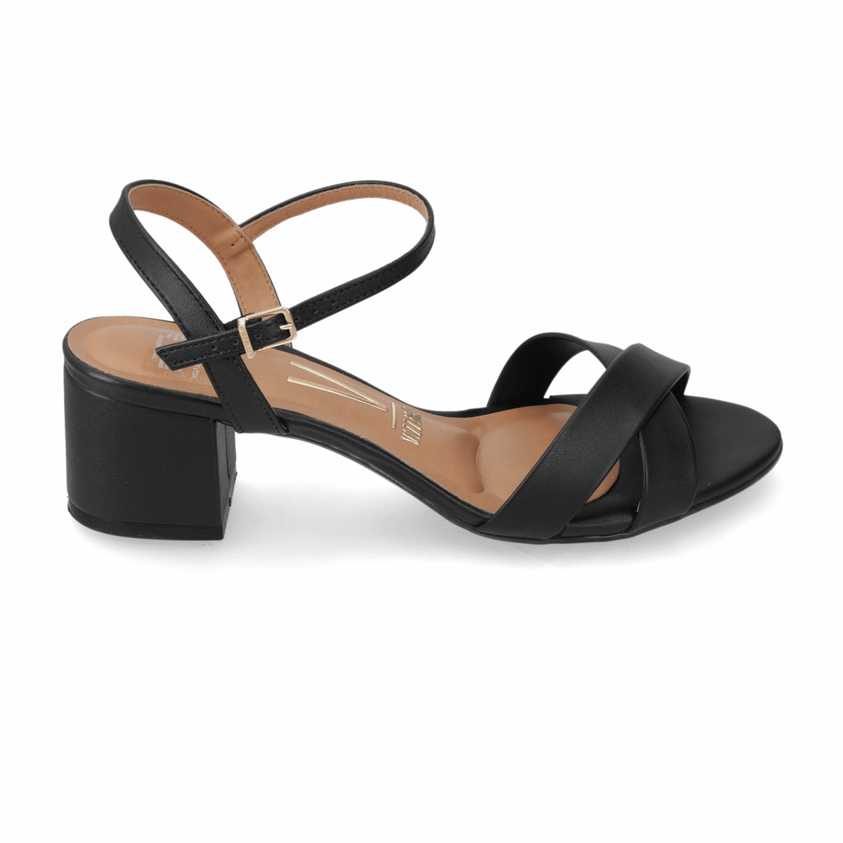 Sandalia Taco Ancho Medio Negro Vizzano Ecocuero 35 / Negro