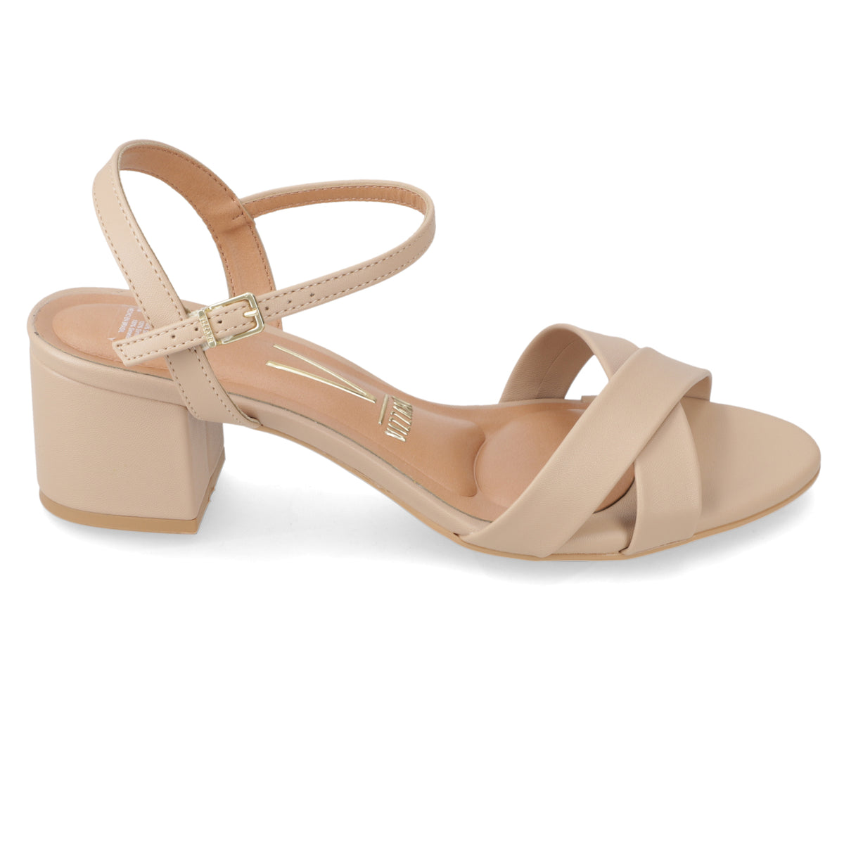 Sandalia Taco Ancho Medio Beige Vizzano Ecocuero 35 / Beige