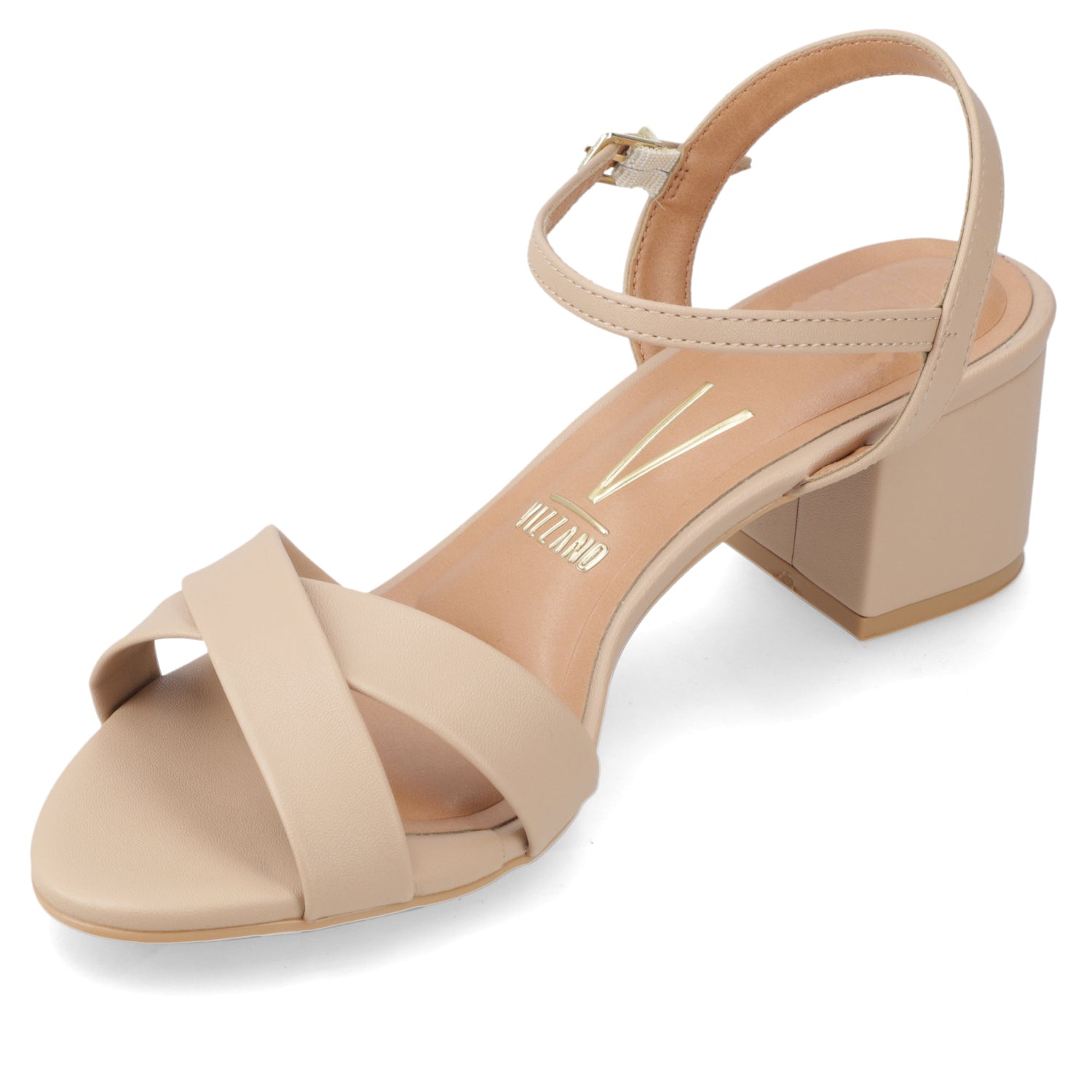 Sandalia Taco Ancho Medio Beige Vizzano Ecocuero 35 / Beige