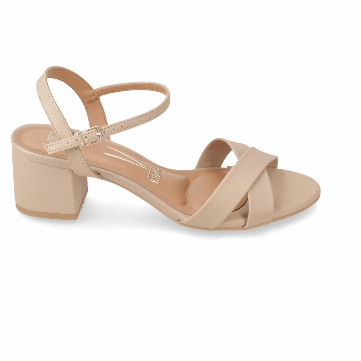 Sandalia Taco Ancho Medio Beige Vizzano Ecocuero 35 / Beige