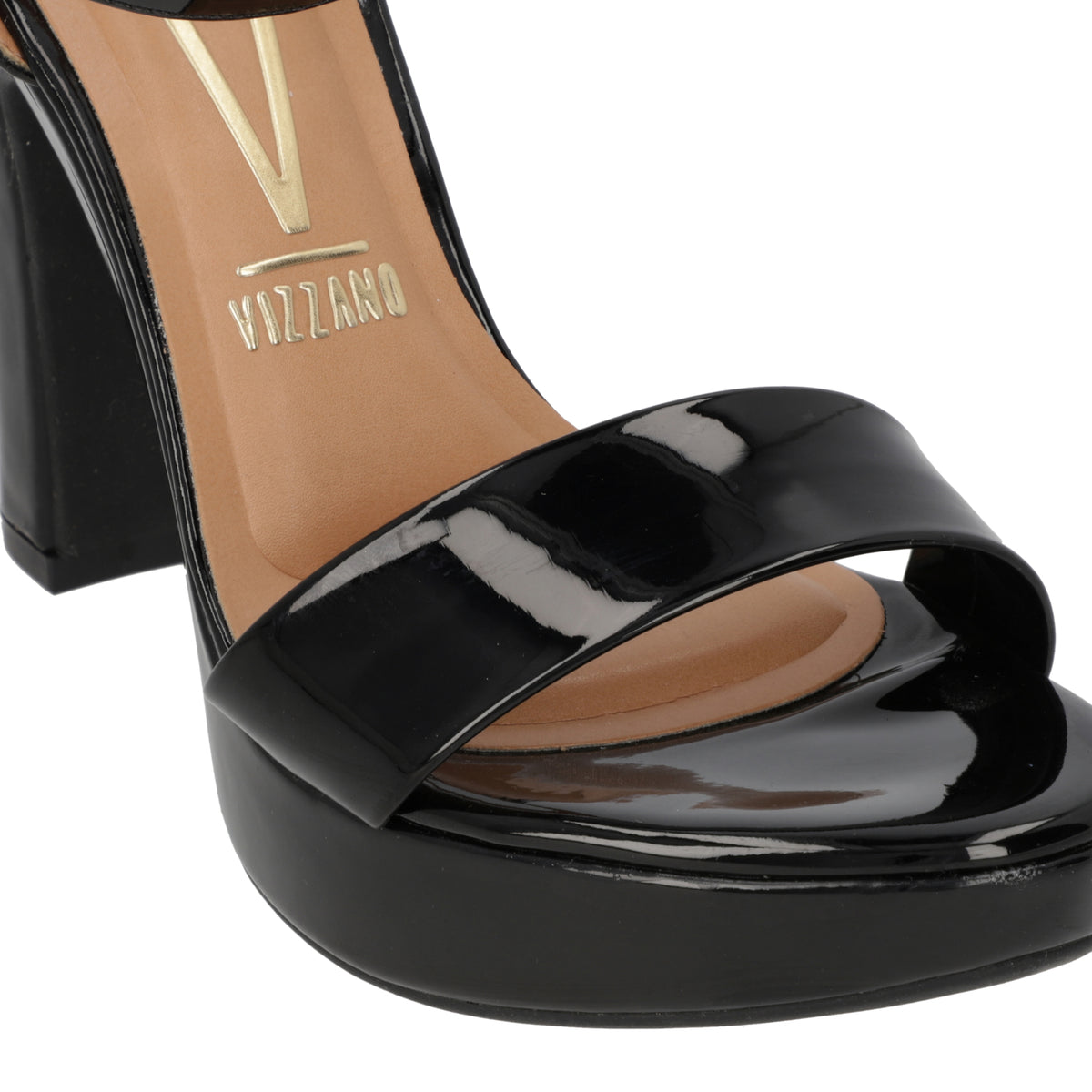 Sandalia Taco Cuadrado Efecto Charol Negro 6292-200-13488-15745