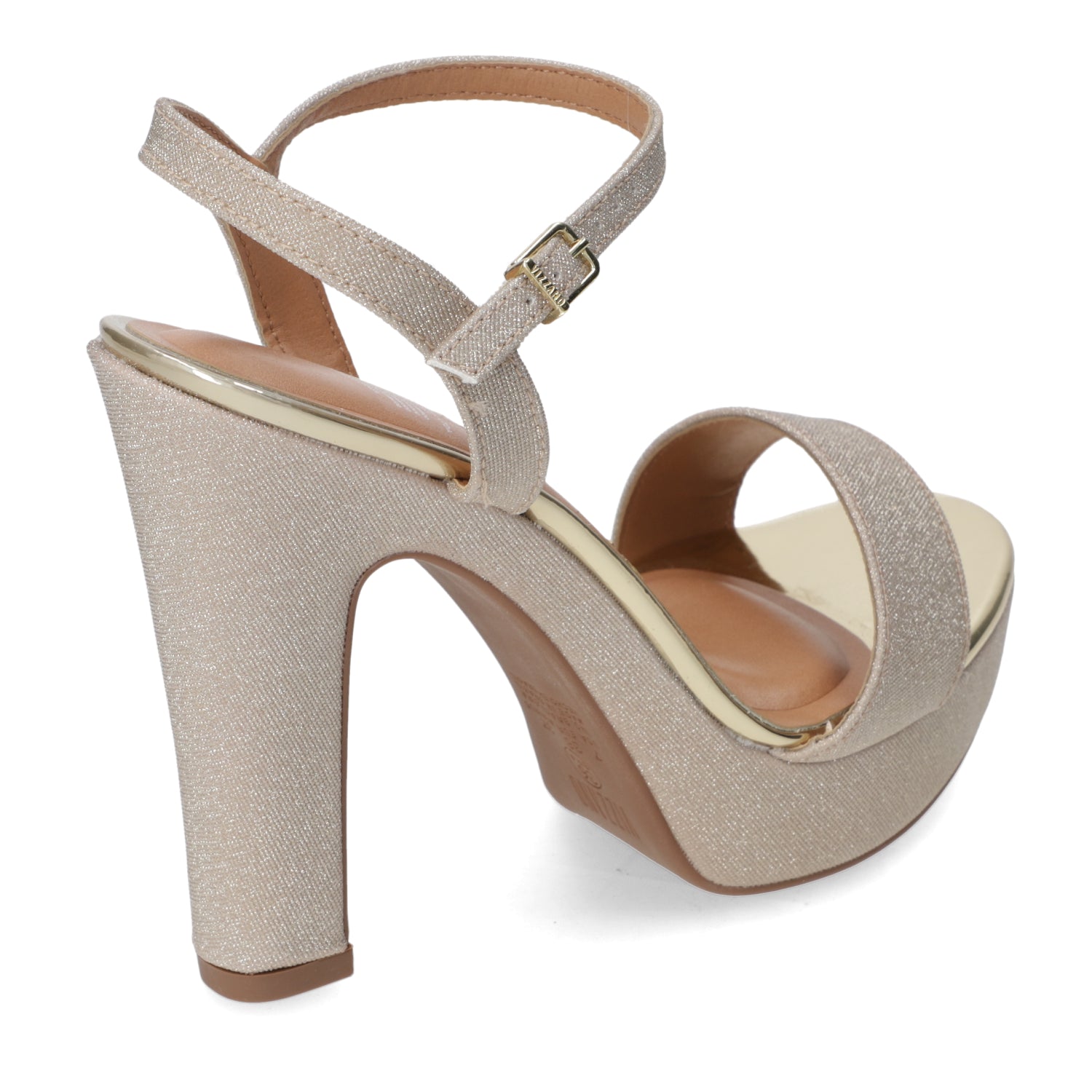 Sandalia Taco Cuadrado Textil Glitter Dorado 34 / Dorado