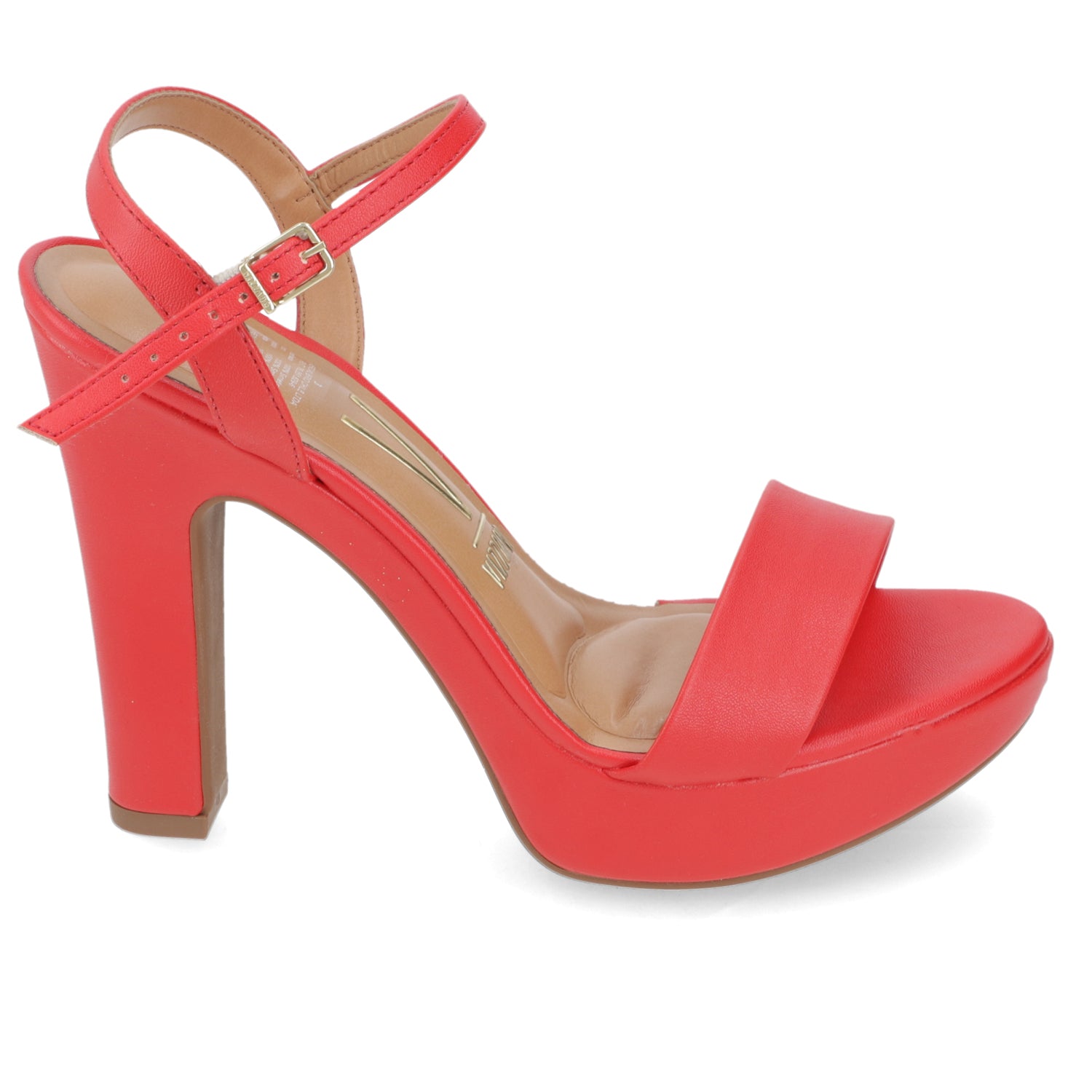 Sandalia Taco Ancho Alto Rojo Vizzano