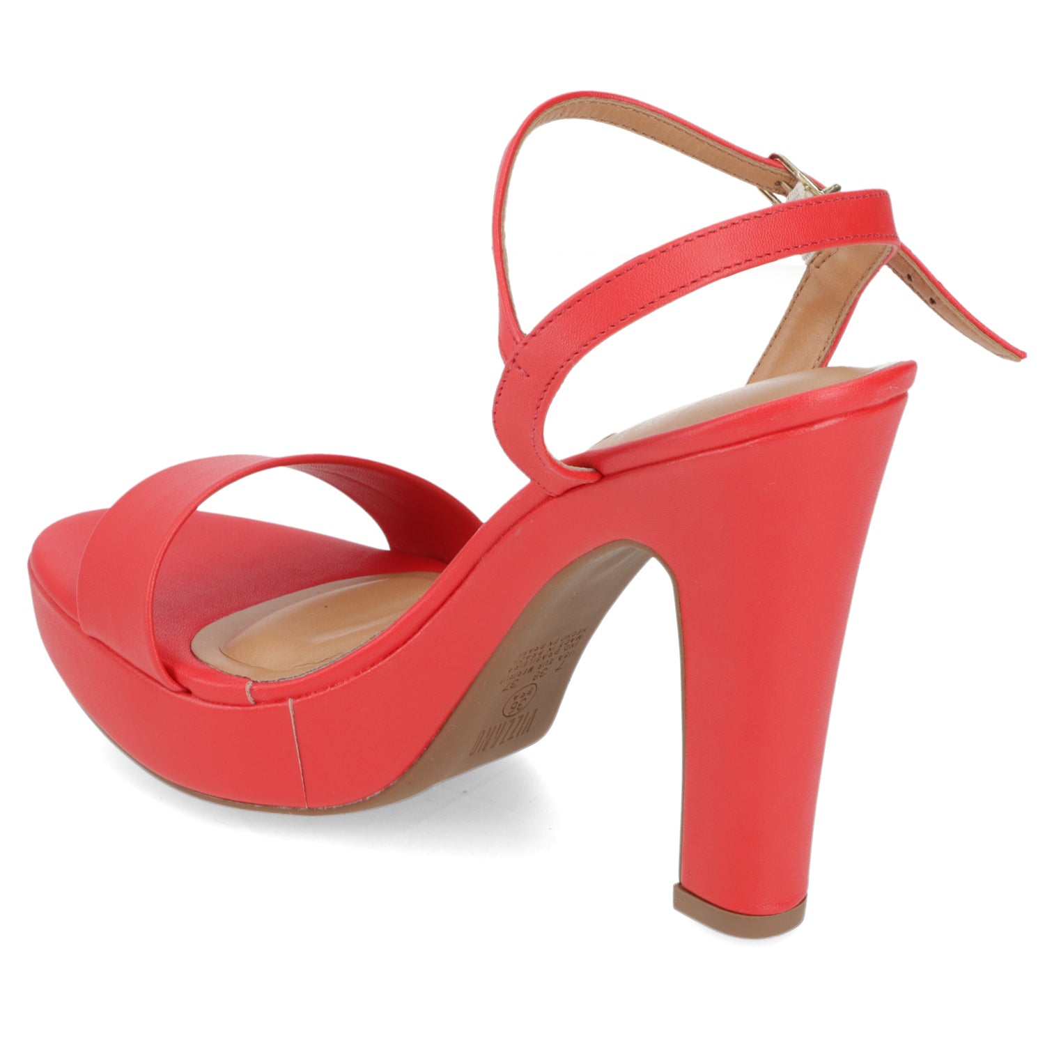 Sandalia Taco Ancho Alto Rojo Vizzano