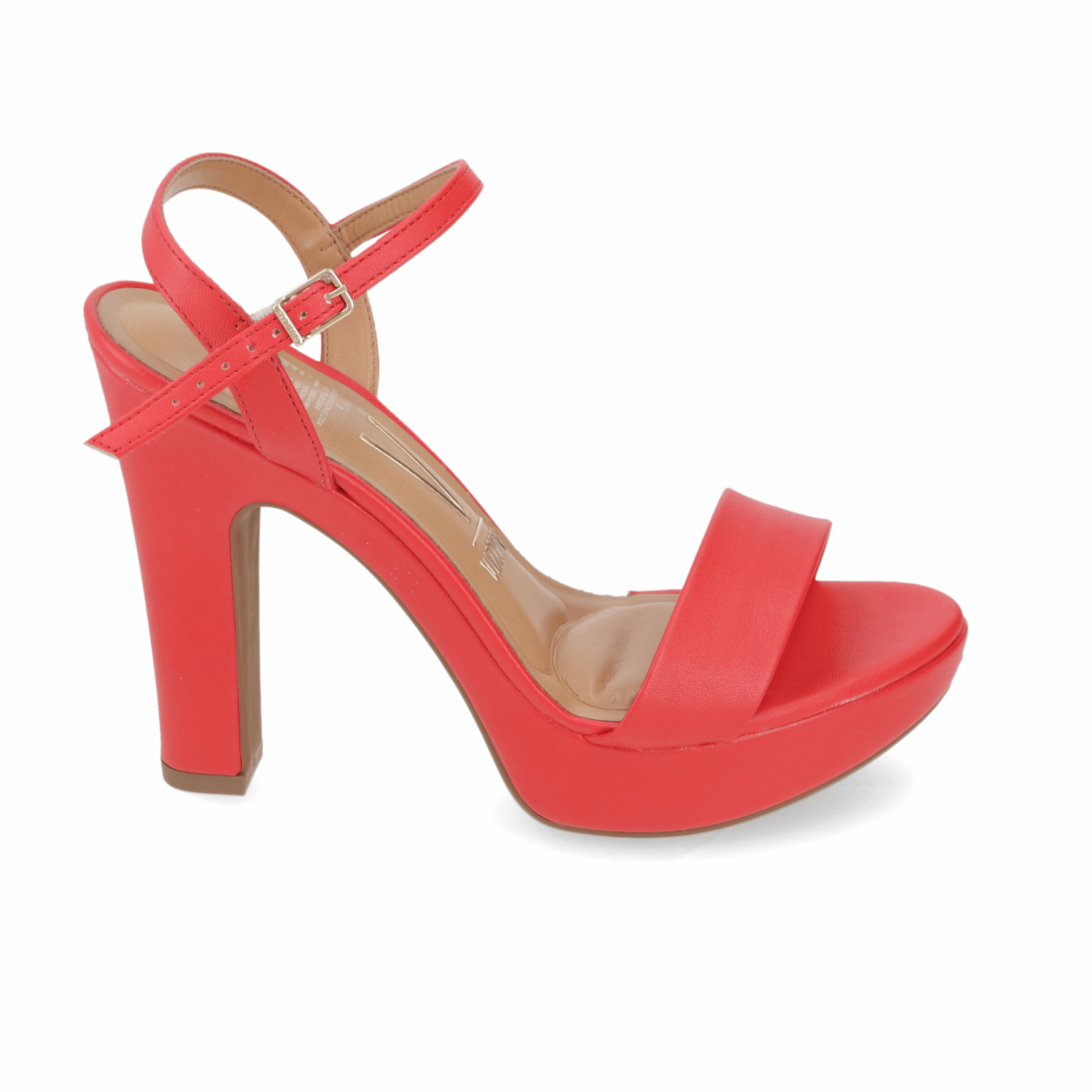 Sandalia Taco Ancho Alto Rojo Vizzano