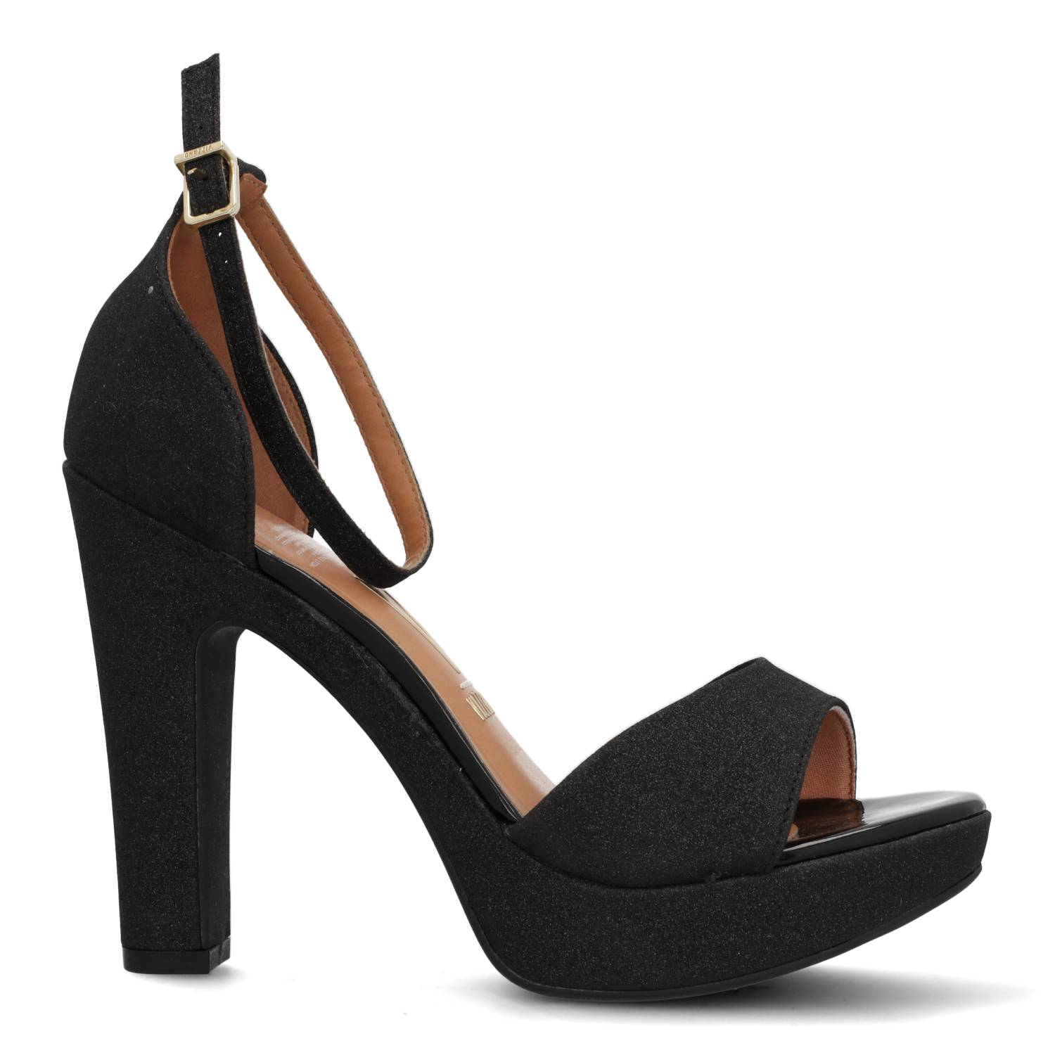 Sandalia Taco Cuadrado Textil Glitter Negro 6292-217-26721-15745