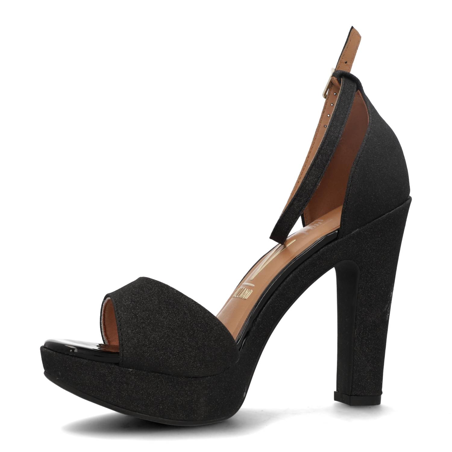 Sandalia Taco Cuadrado Textil Glitter Negro 6292-217-26721-15745