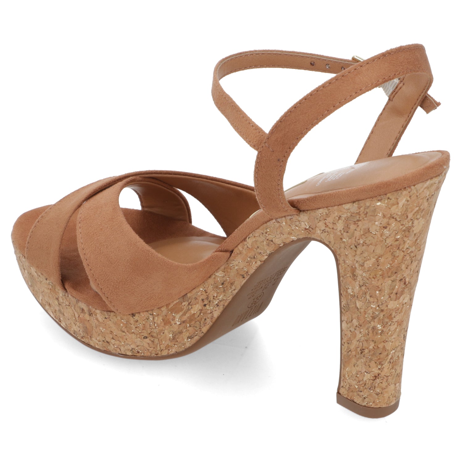 Sandalia Taco Ancho Alto Camel Vizzano Efecto Gamuza 34 / Camel