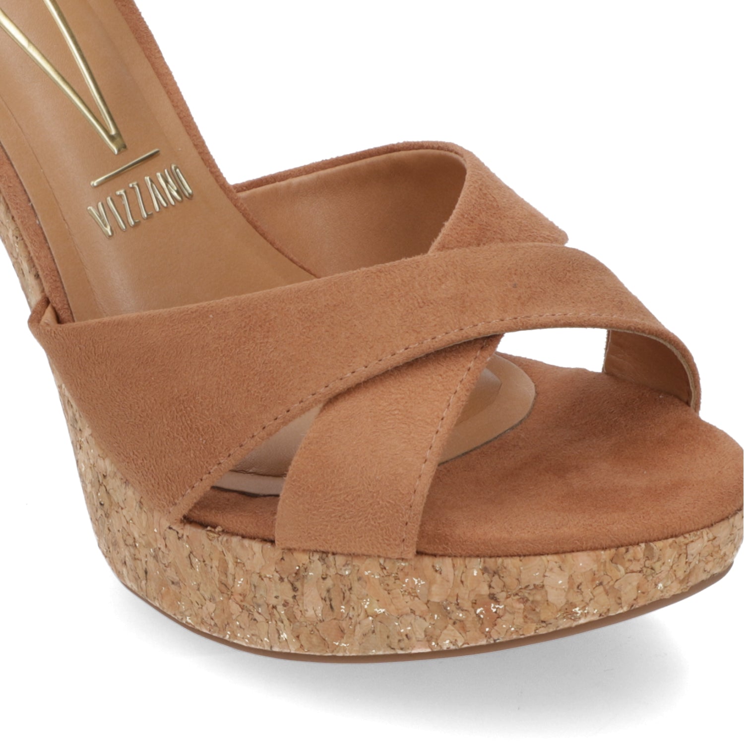 Sandalia Taco Ancho Alto Camel Vizzano Efecto Gamuza 34 / Camel