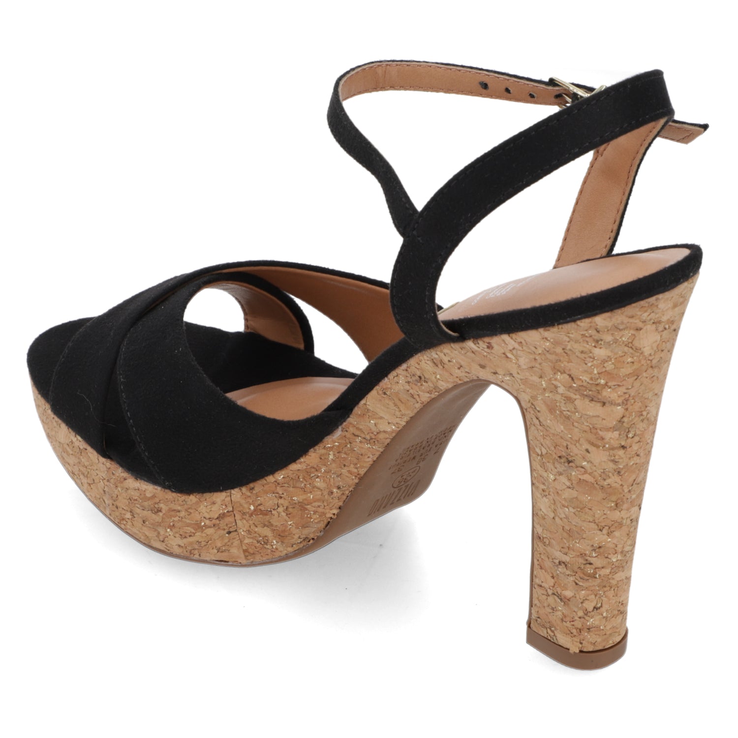 Sandalia Taco Ancho Alto Negro Vizzano Efecto Gamuza 34 / Negro