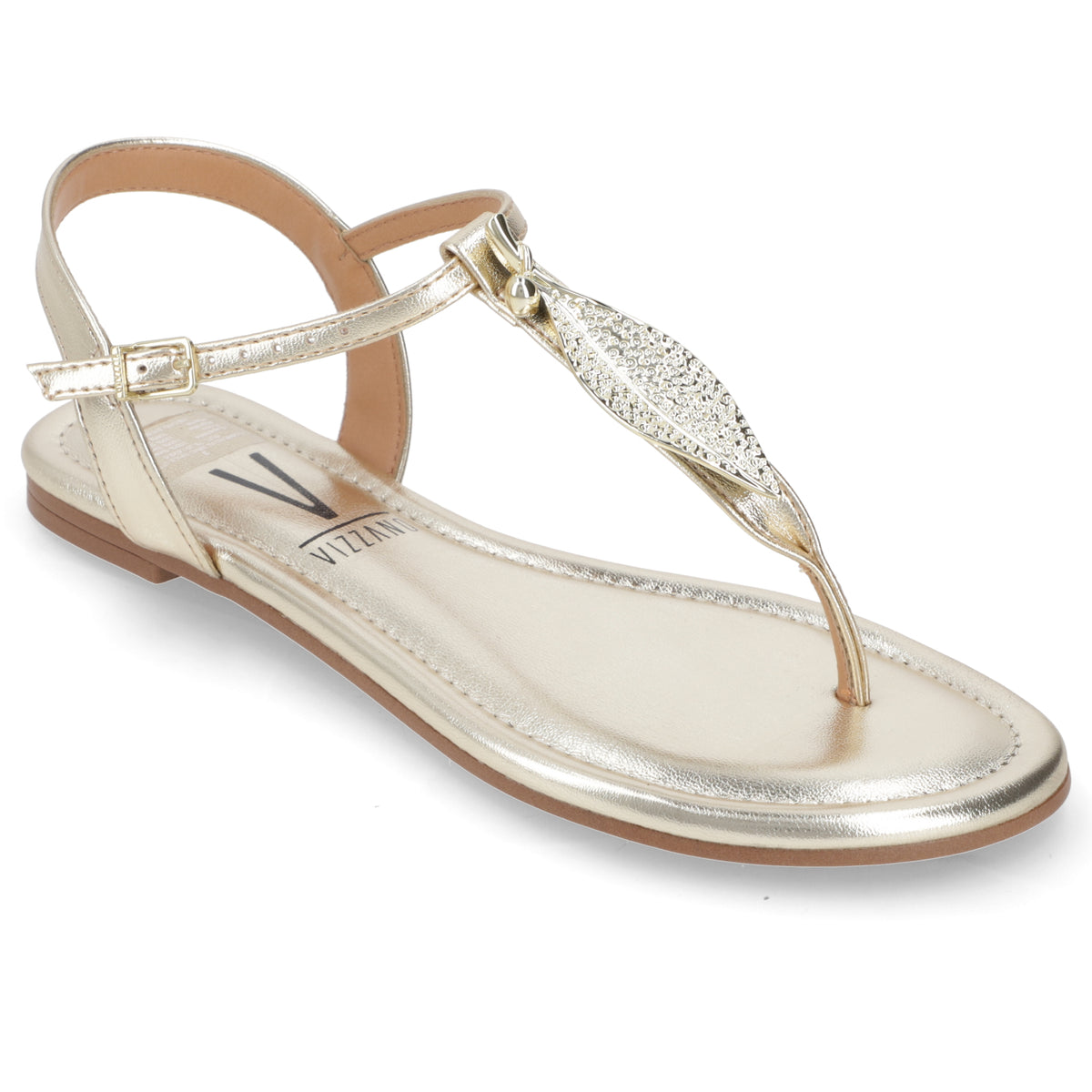 Sandalia Plana Eco Cuero Dorado 35 / Dorado