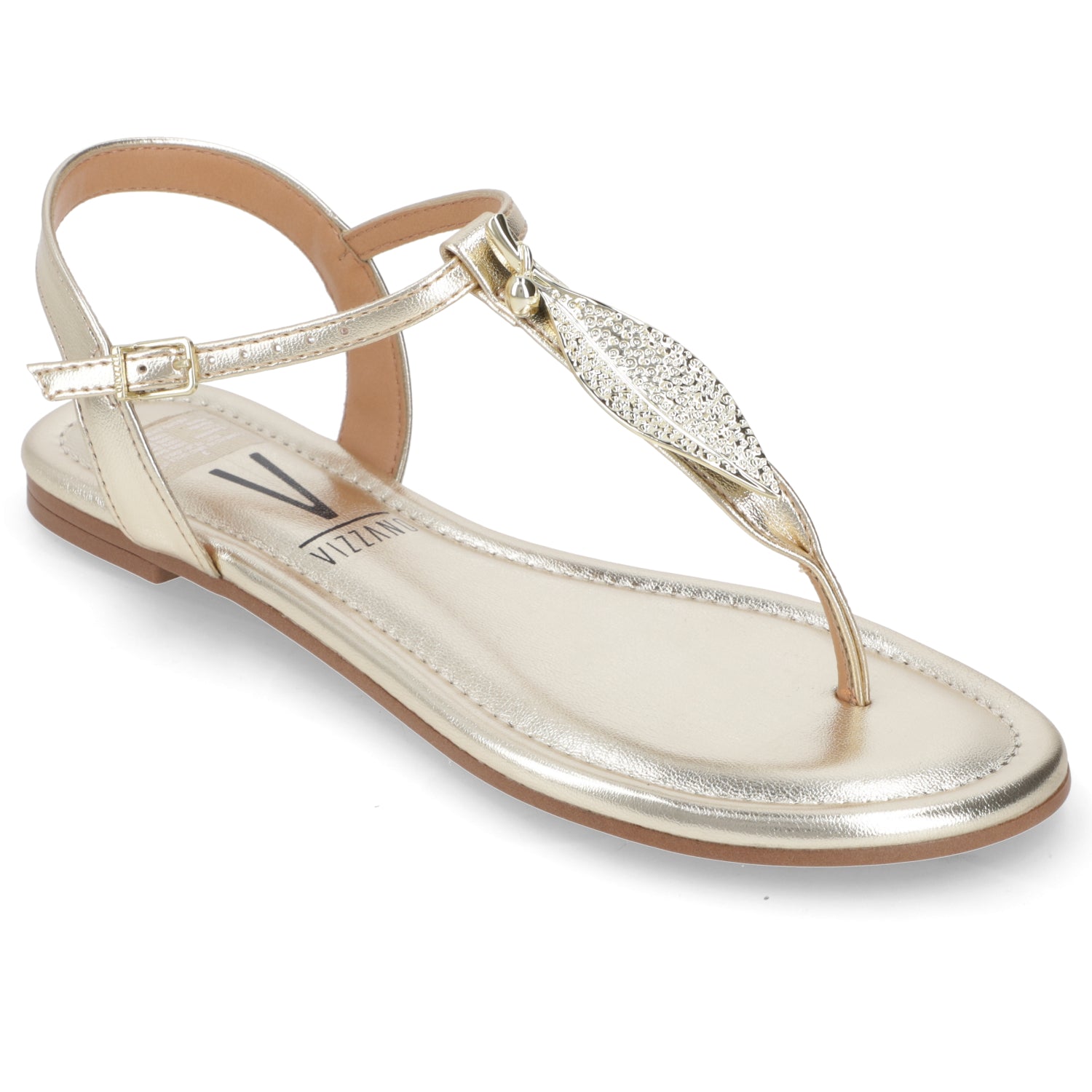 Sandalia Plana Eco Cuero Dorado 35 / Dorado