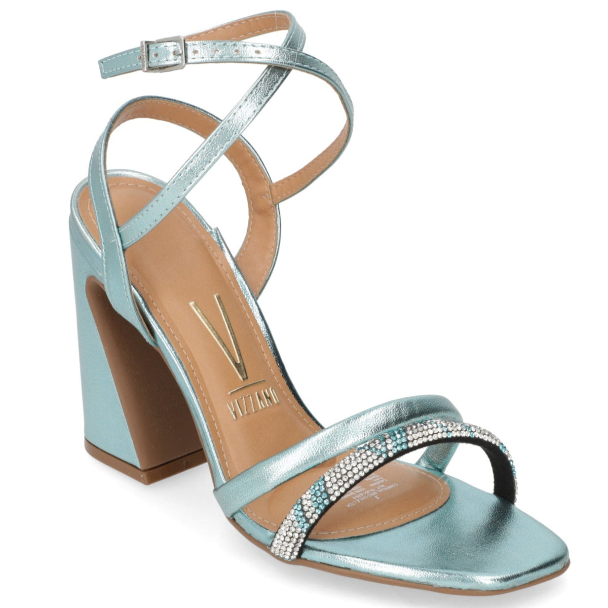Sandalia Taco Cuadrado Vizzano Metalizado Turquesa 6403-417-26376-93235