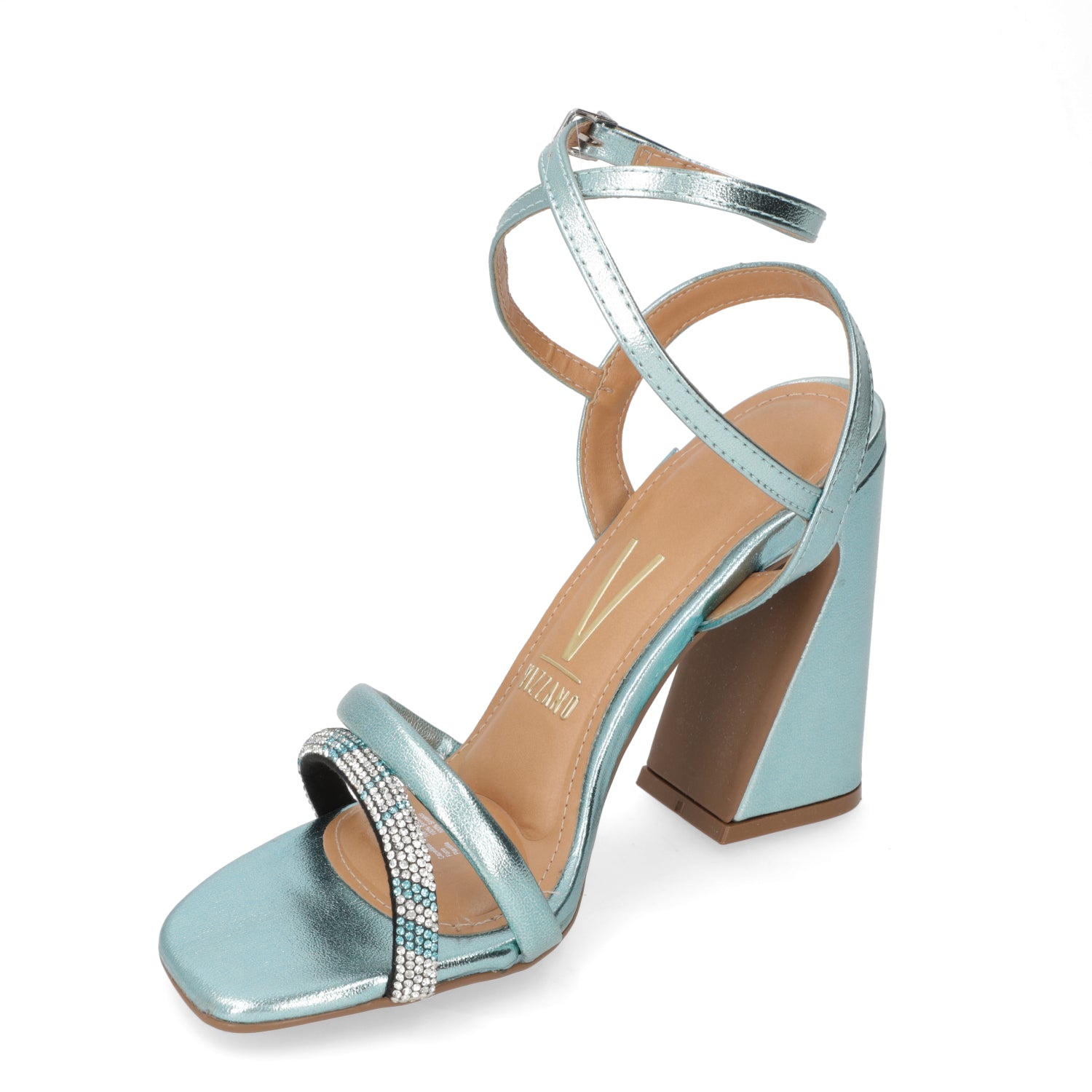 Sandalia Taco Cuadrado Vizzano Metalizado Turquesa 6403-417-26376-93235