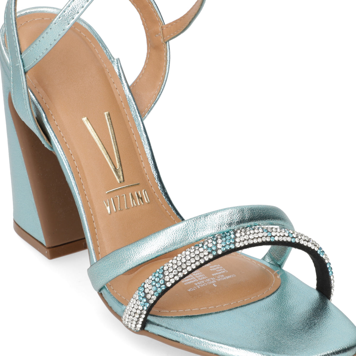 Sandalia Taco Cuadrado Vizzano Metalizado Turquesa 6403-417-26376-93235