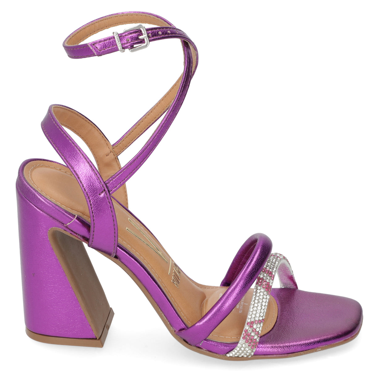 Sandalia Taco Ancho Vizzano Metalizados Magenta
