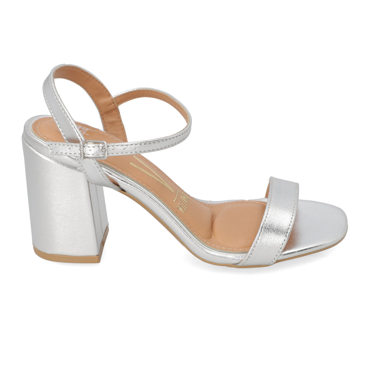 Sandalia Taco Cuadrado Eco Cuero Metalizada 6409-208-14710-41