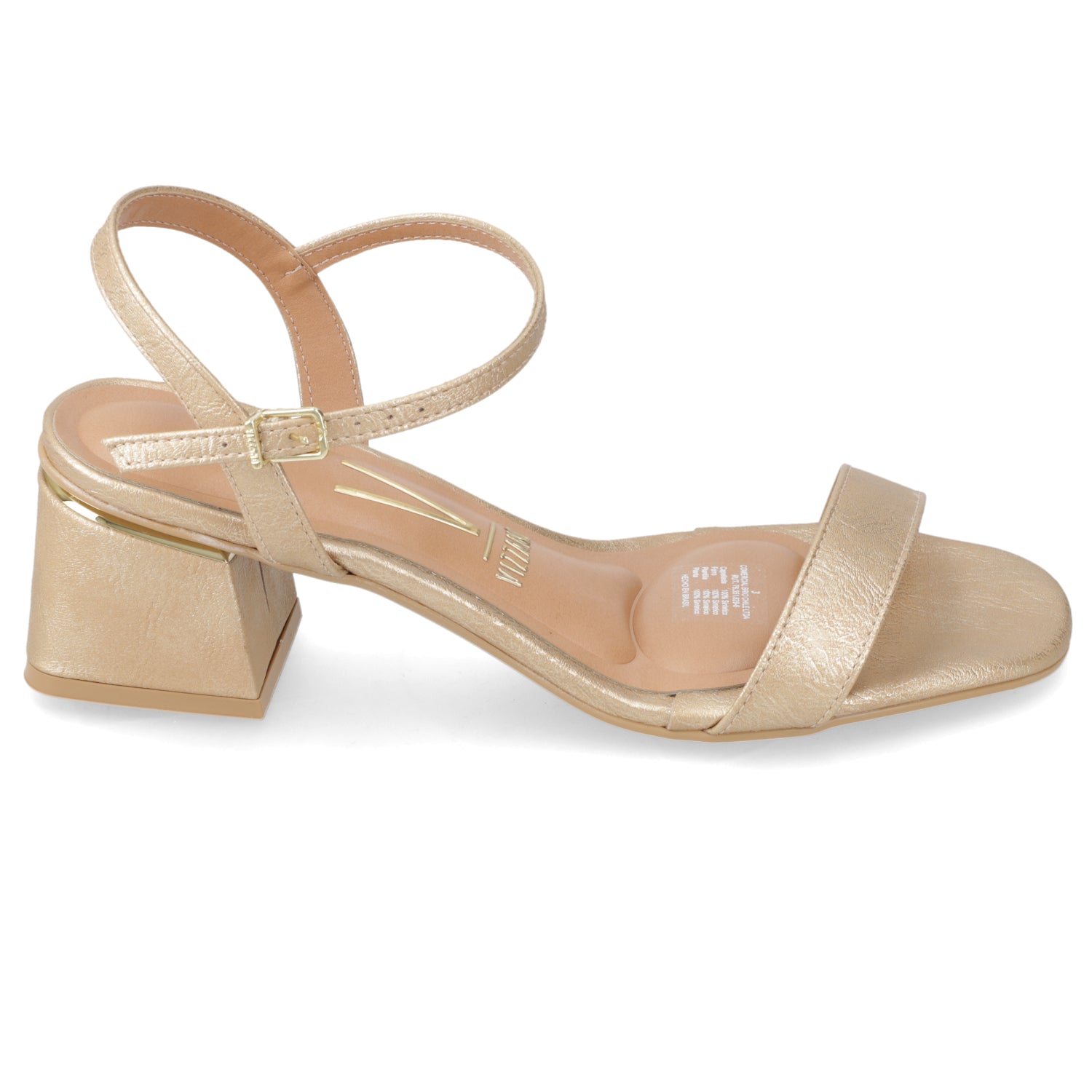 Sandalia Taco Ancho Medio Arena Vizzano Ecocuero Perlado 35 / Arena