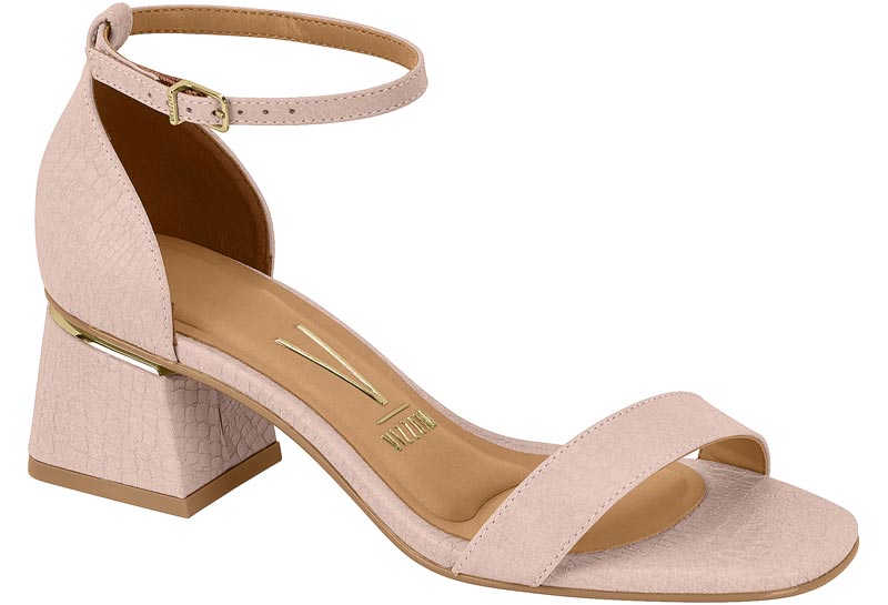 Sandalia Mujer Taco Medio Pulsera al Tobillo Rosada Vizzano