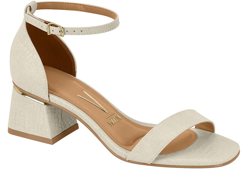 Sandalia Mujer Taco Medio Pulsera al Tobillo Blanca Off Vizzano