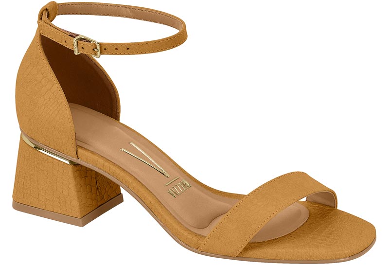 Sandalia Mujer Taco Medio Pulsera al Tobillo Mostaza Vizzano