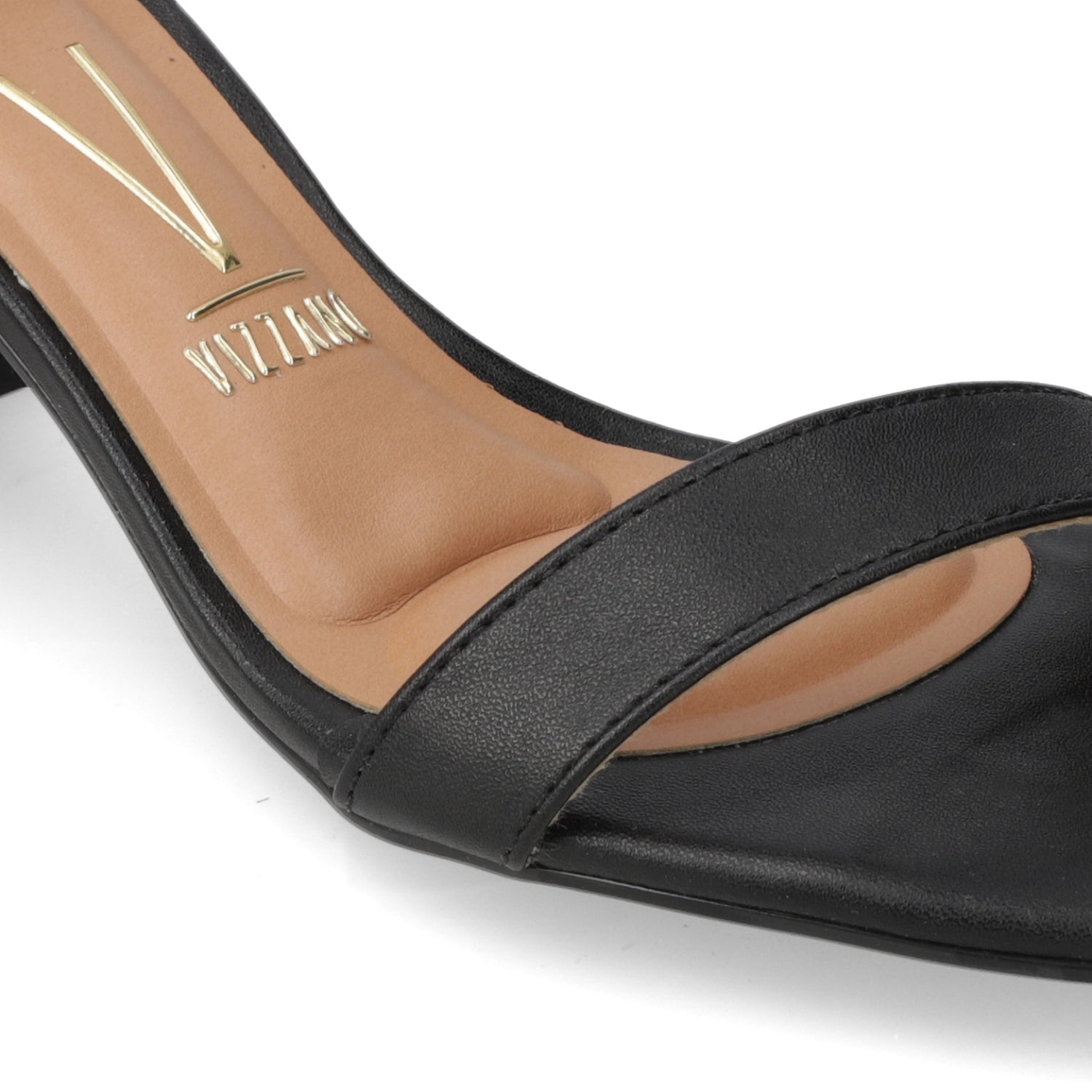 Sandalia Taco Ancho Eco Cuero Negro 35