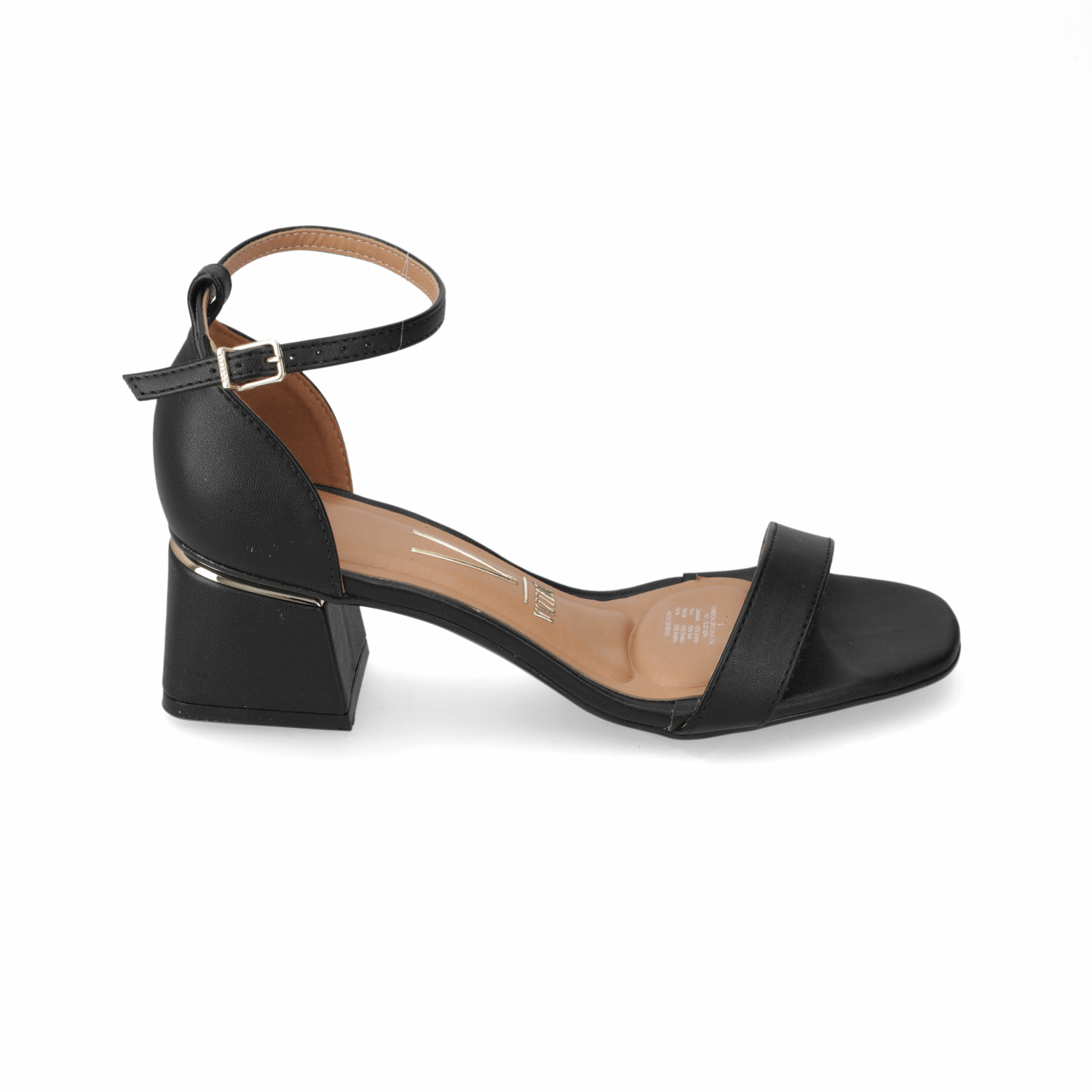 Sandalia Taco Ancho Eco Cuero Negro 35