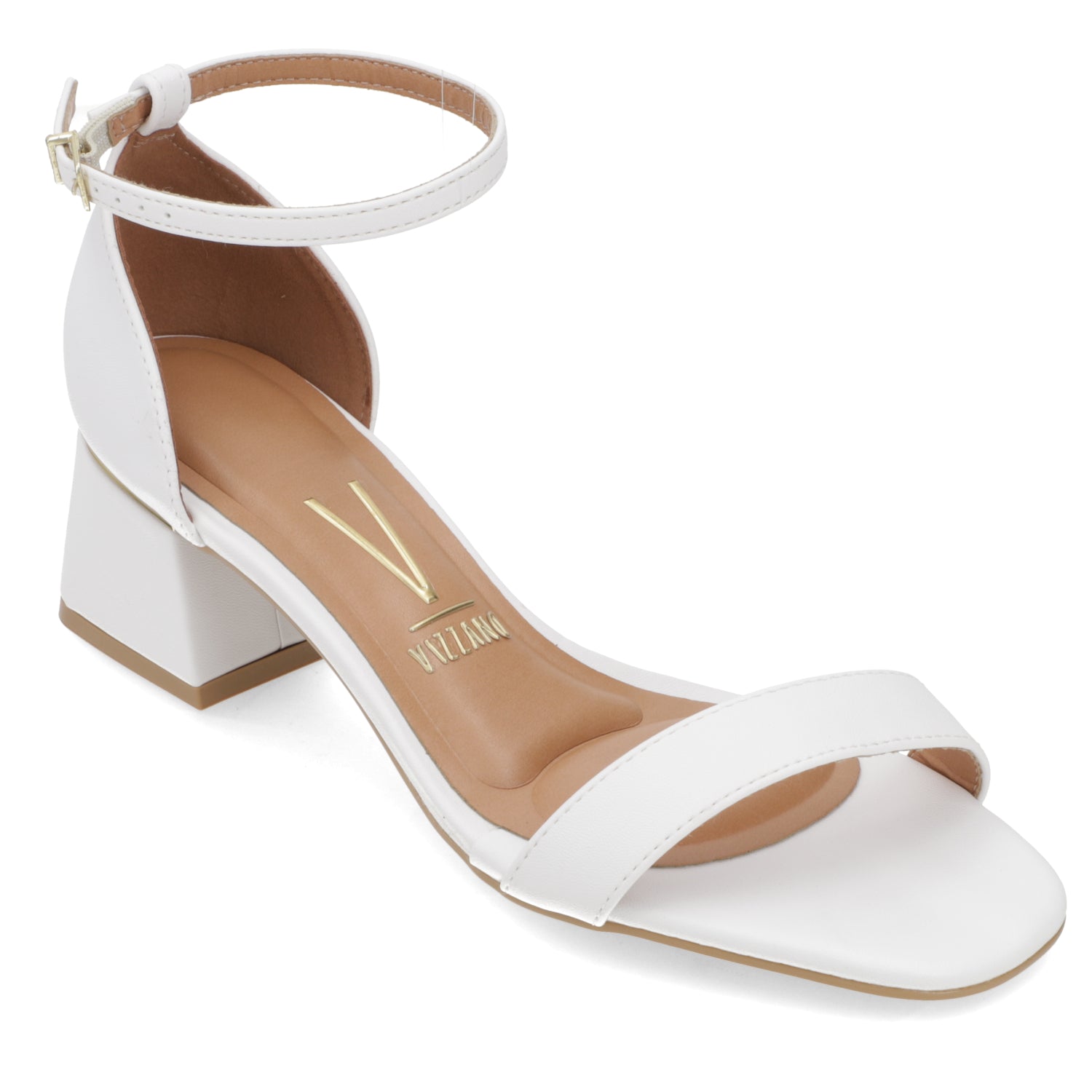 Sandalia Taco Ancho Eco Cuero Blanco 35