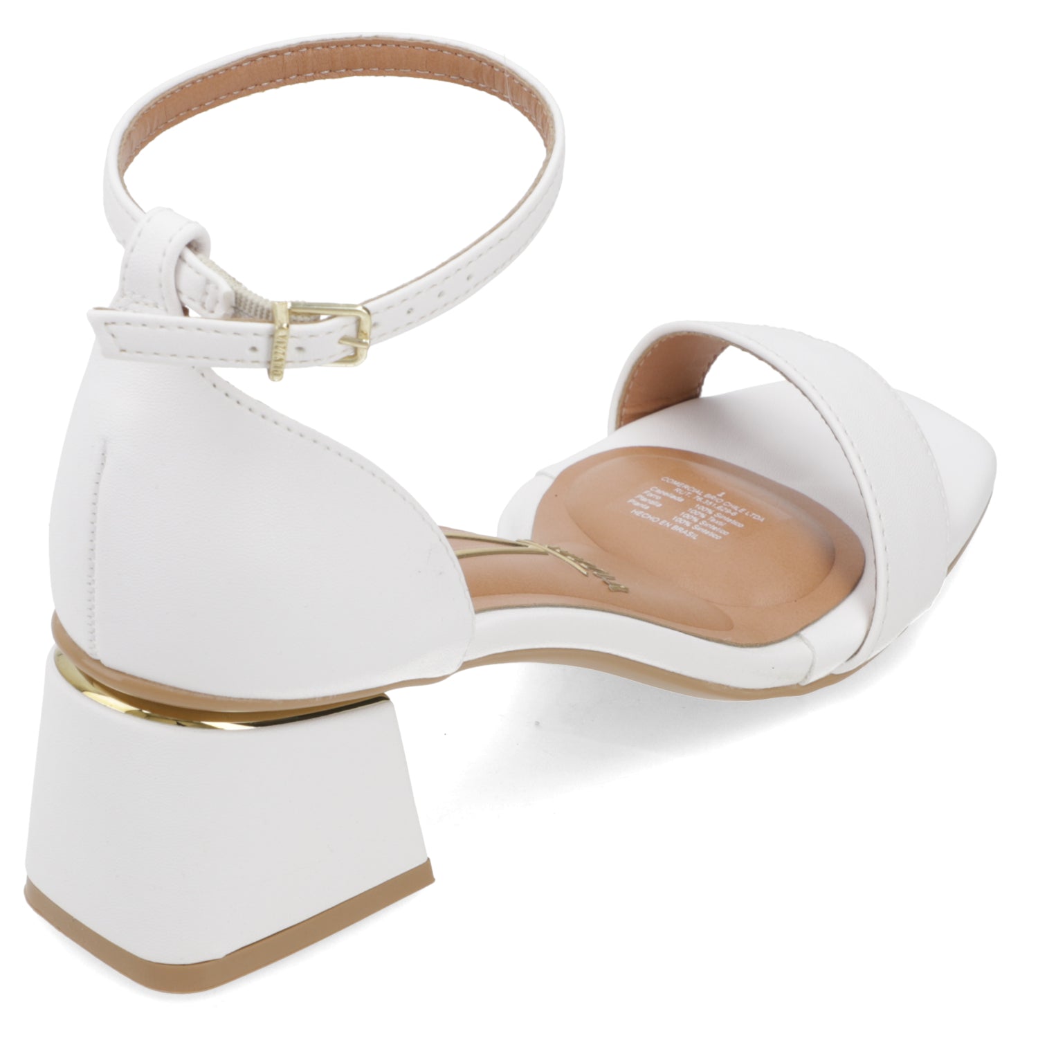 Sandalia Taco Ancho Eco Cuero Blanco 35