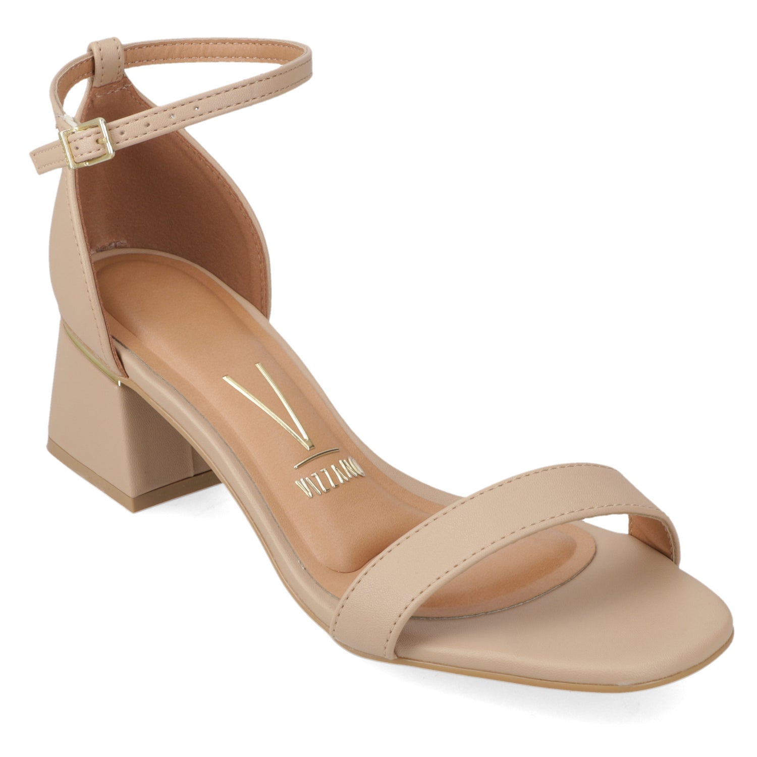 Sandalia Taco Ancho Medio Beige Vizzano Ecocuero 35 / Beige