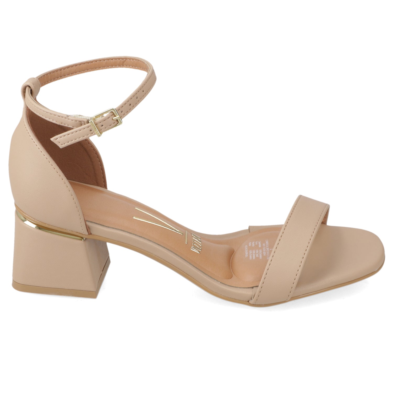 Sandalia Taco Ancho Medio Beige Vizzano Ecocuero 35 / Beige