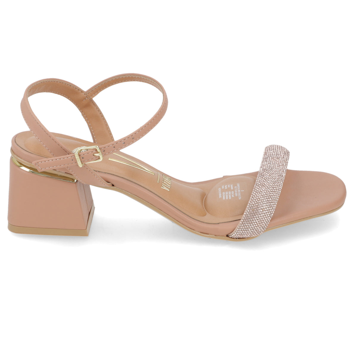 Sandalia Taco Ancho Medio Nude Vizzano