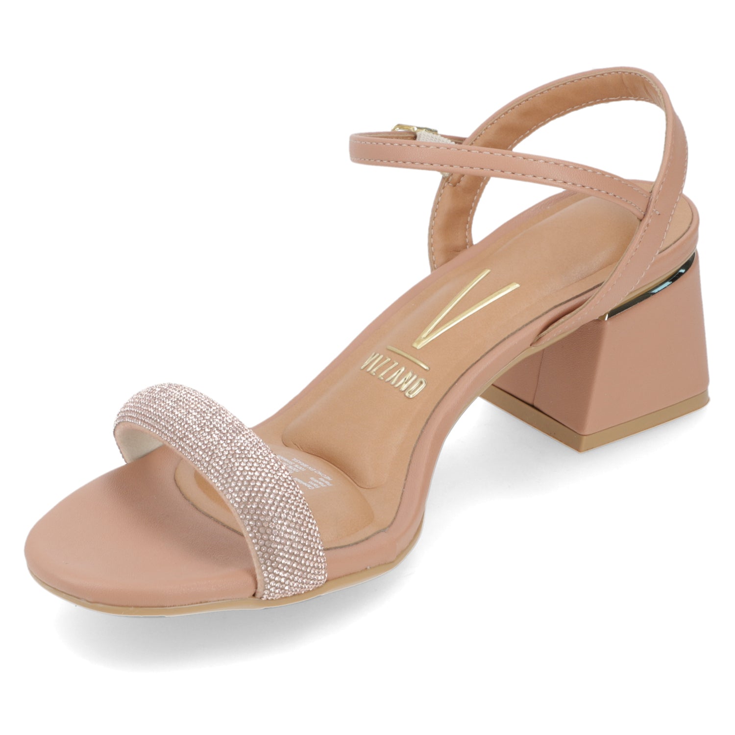 Sandalia Taco Ancho Medio Nude Vizzano