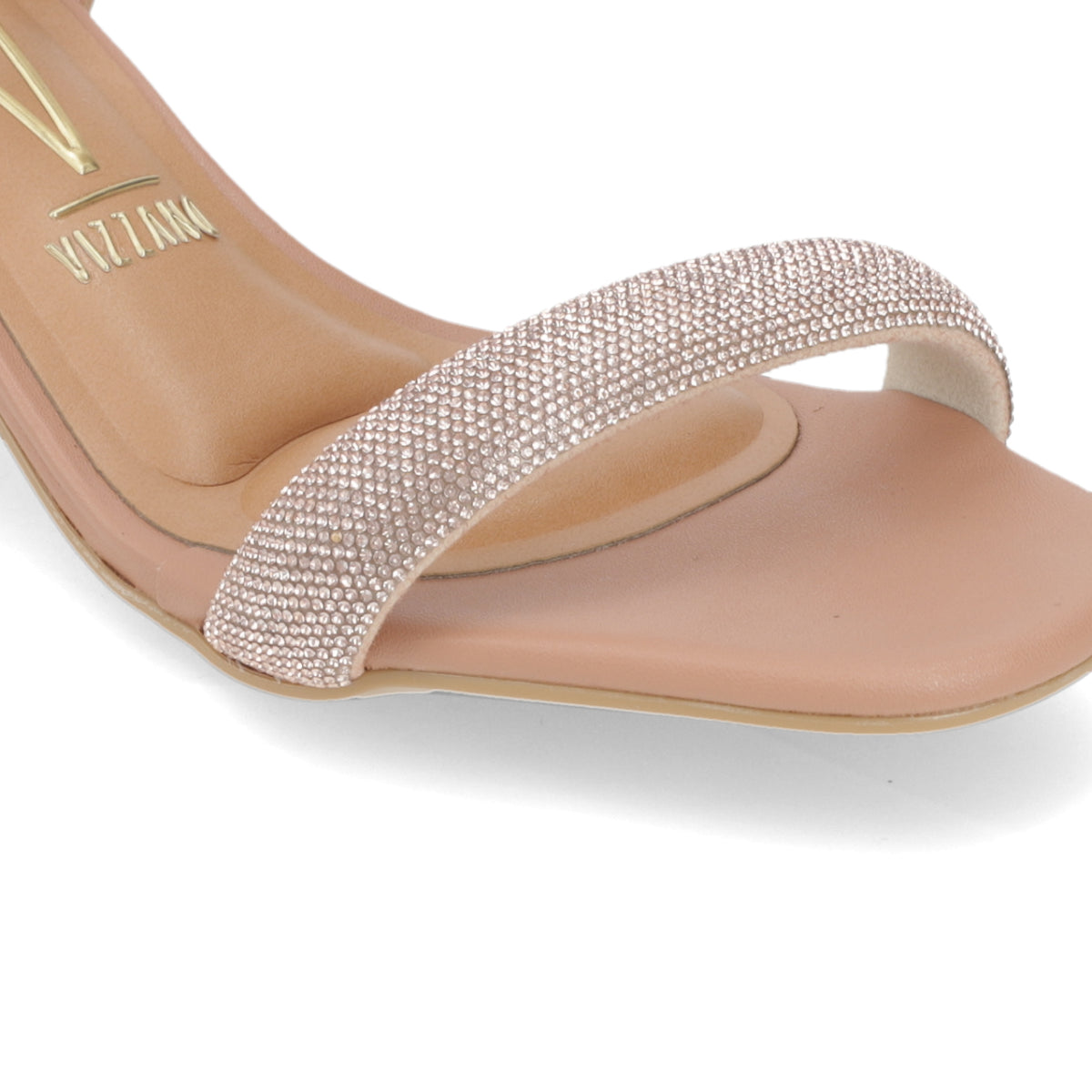 Sandalia Taco Ancho Medio Nude Vizzano