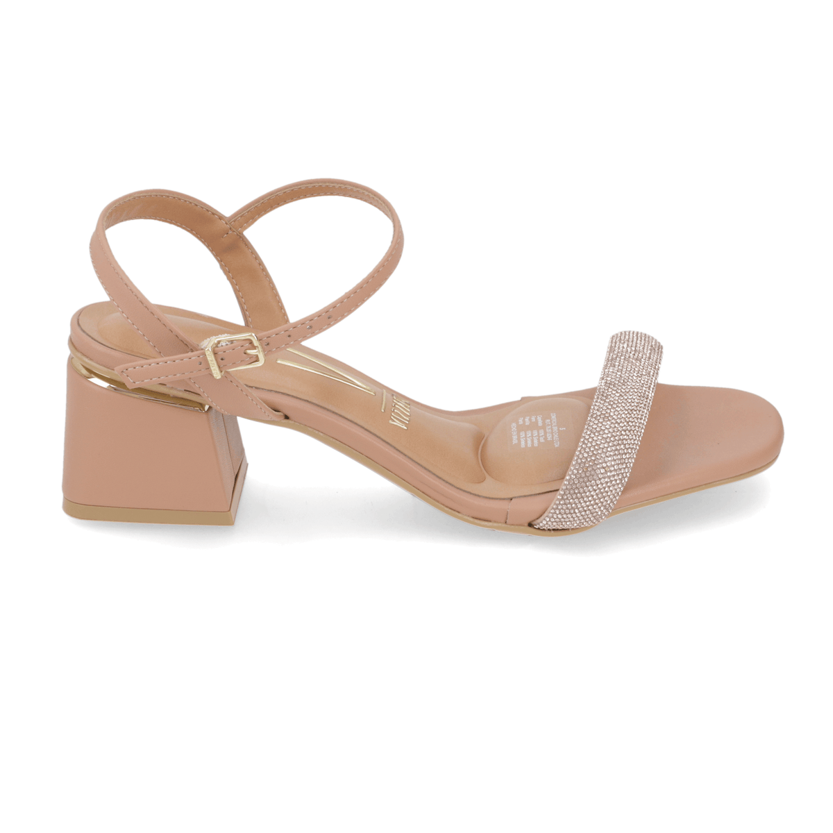 Sandalia Taco Ancho Medio Nude Vizzano