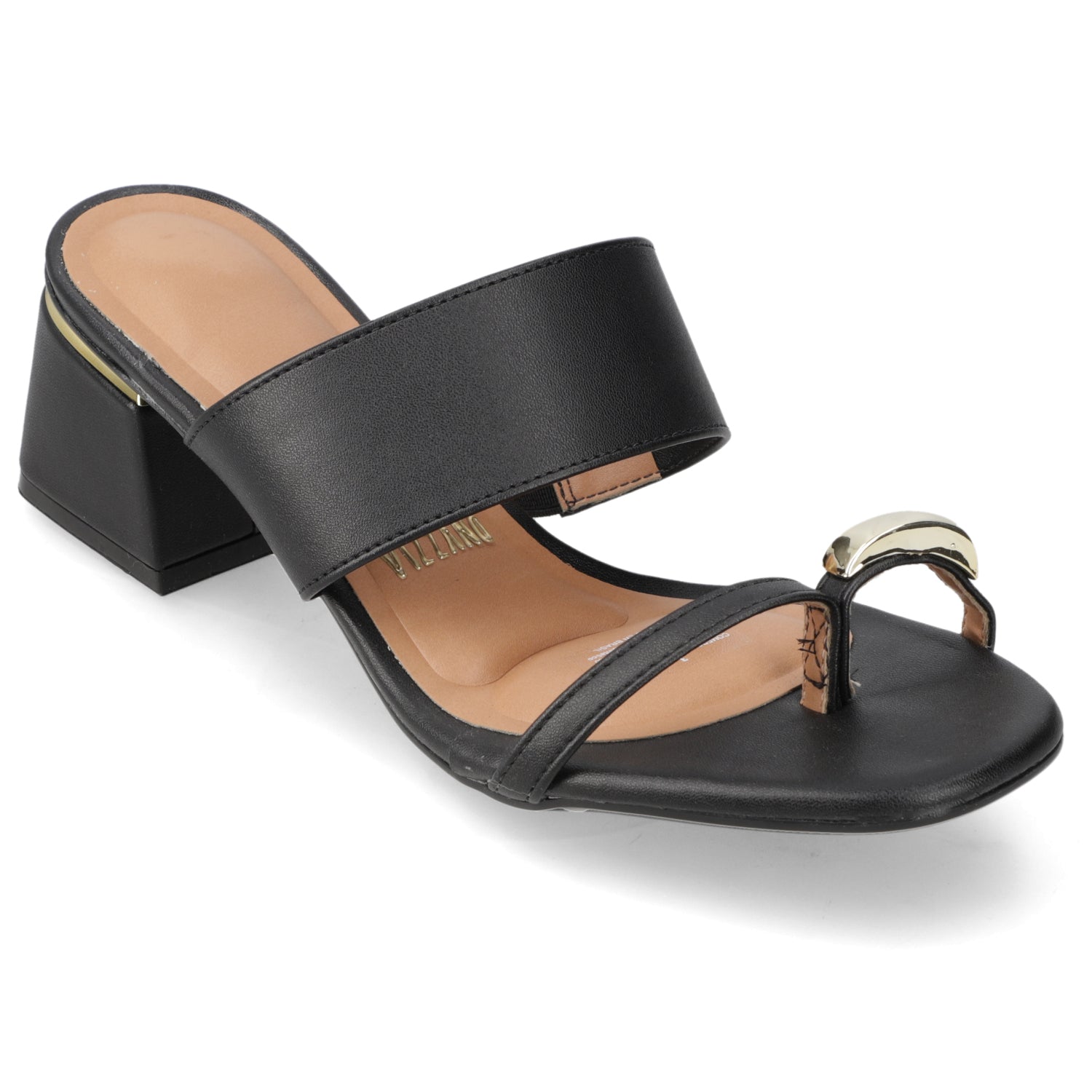 Sandalia Taco Ancho Medio Negro Vizzano Ecocuero 35 / Negro