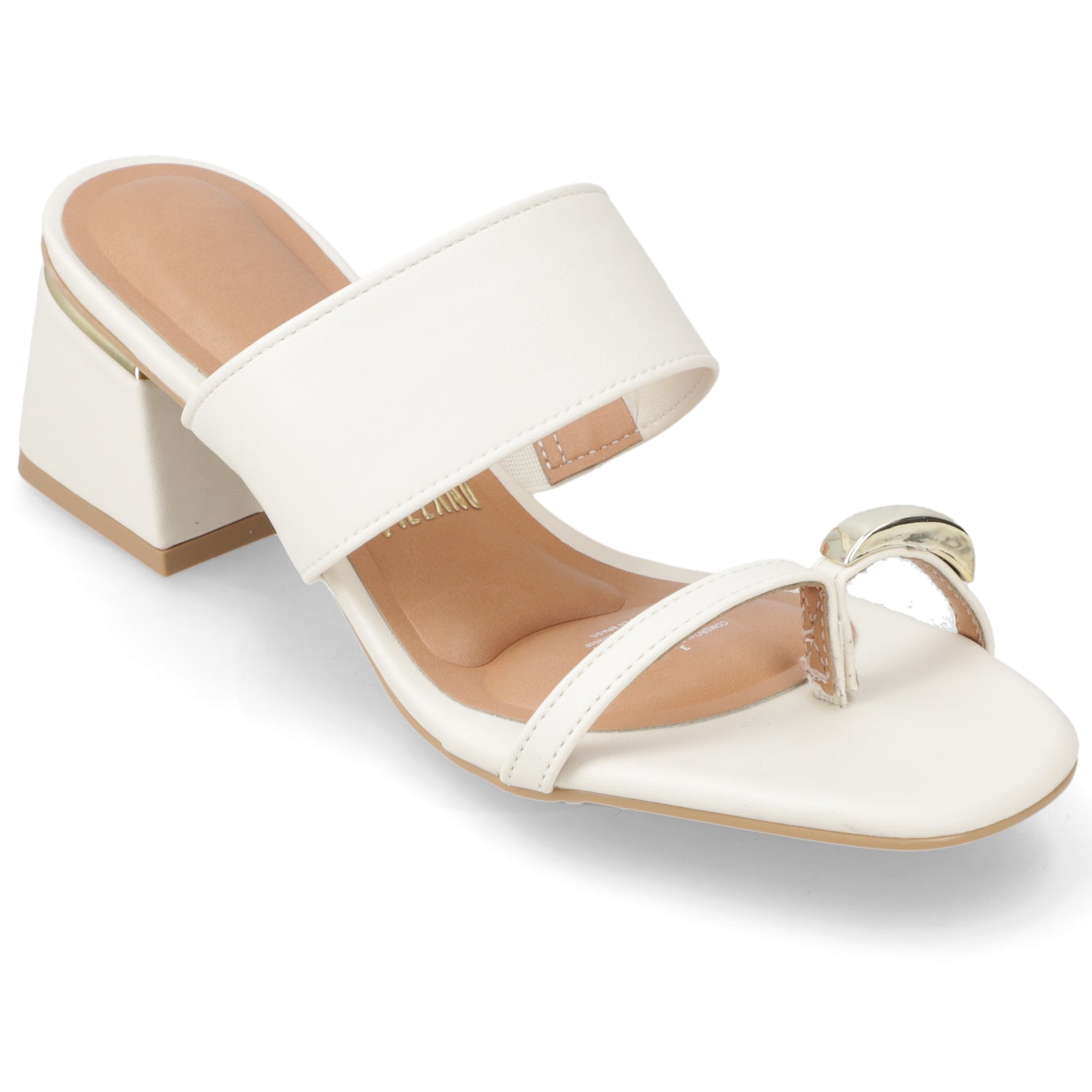 Sandalia Taco Ancho Medio Blanco OFF Vizzano Ecocuero 35 / Blanco OFF