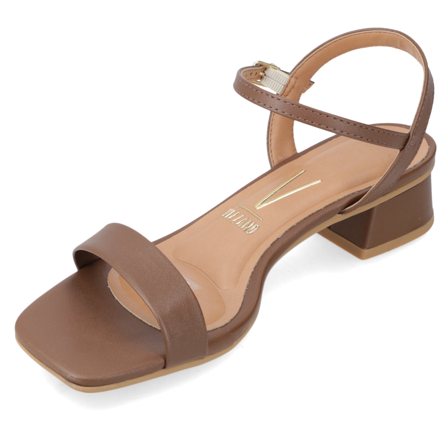 Sandalia Taco Ancho Bajo Capuchino Vizzano Ecocuero 35 / Capuchino