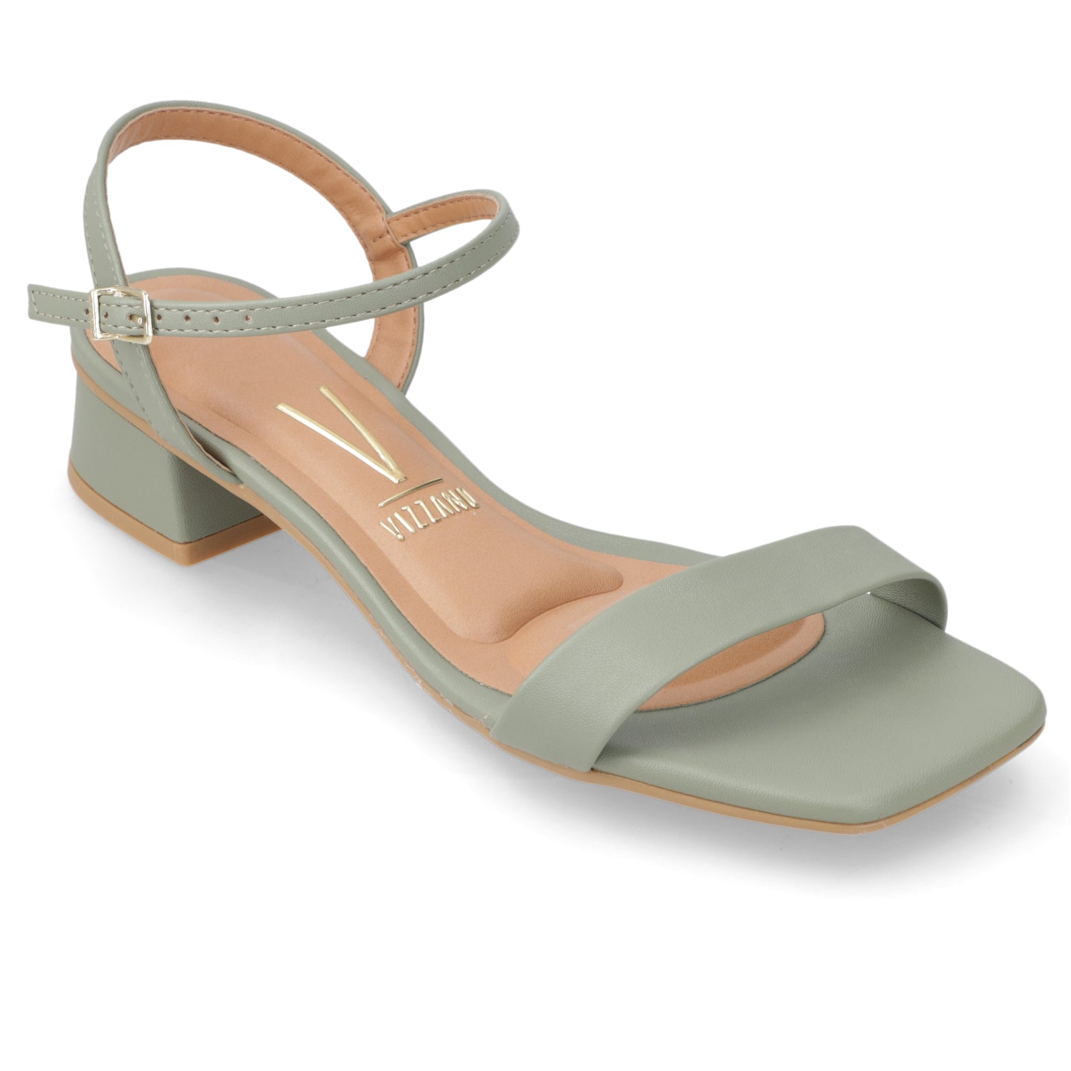 Sandalia Taco Ancho Bajo Verde Vizzano Ecocuero 35 / Verde