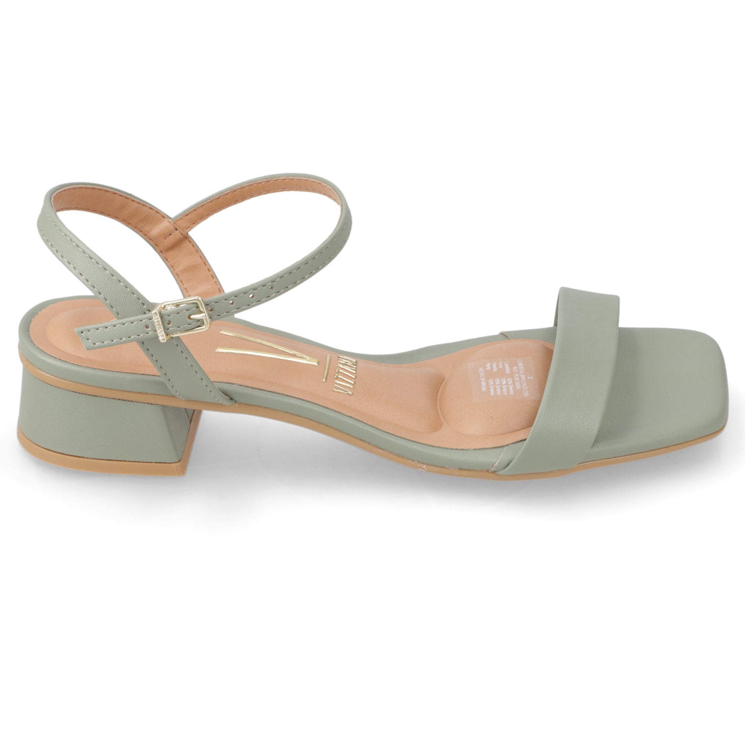 Sandalia Taco Ancho Bajo Verde Vizzano Ecocuero 35 / Verde