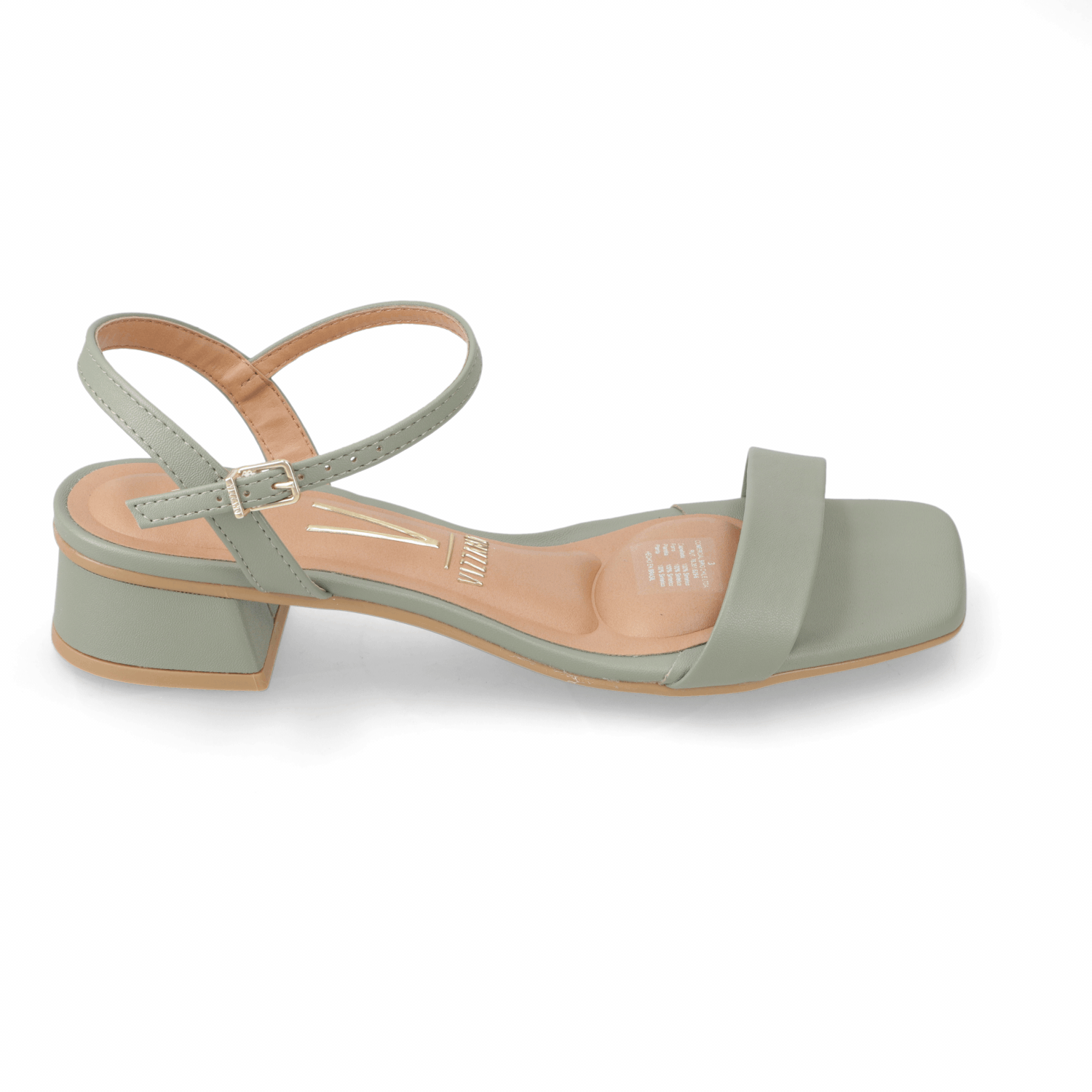 Sandalia Taco Ancho Bajo Verde Vizzano Ecocuero 35 / Verde