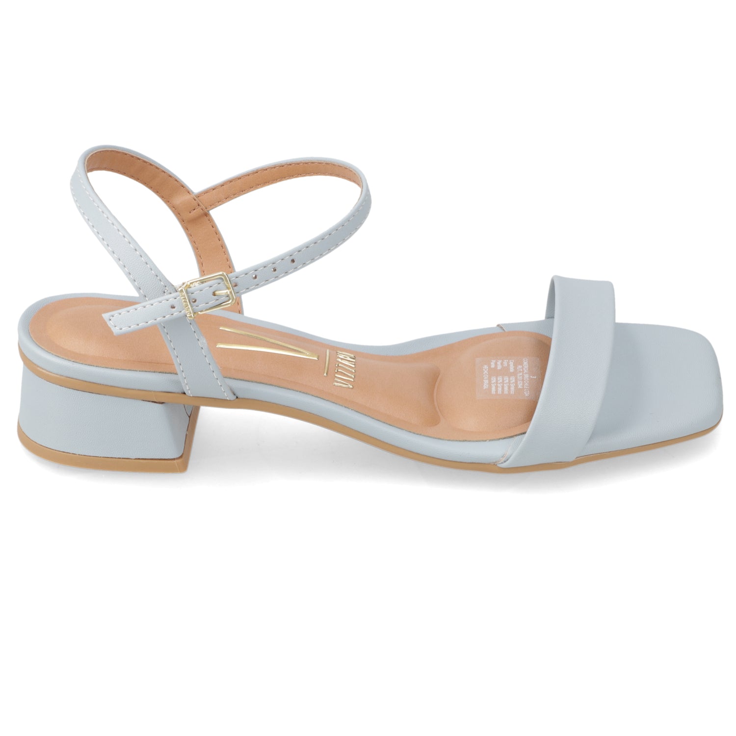 Sandalia Taco Ancho Bajo Celeste Vizzano Ecocuero 35 / Celeste